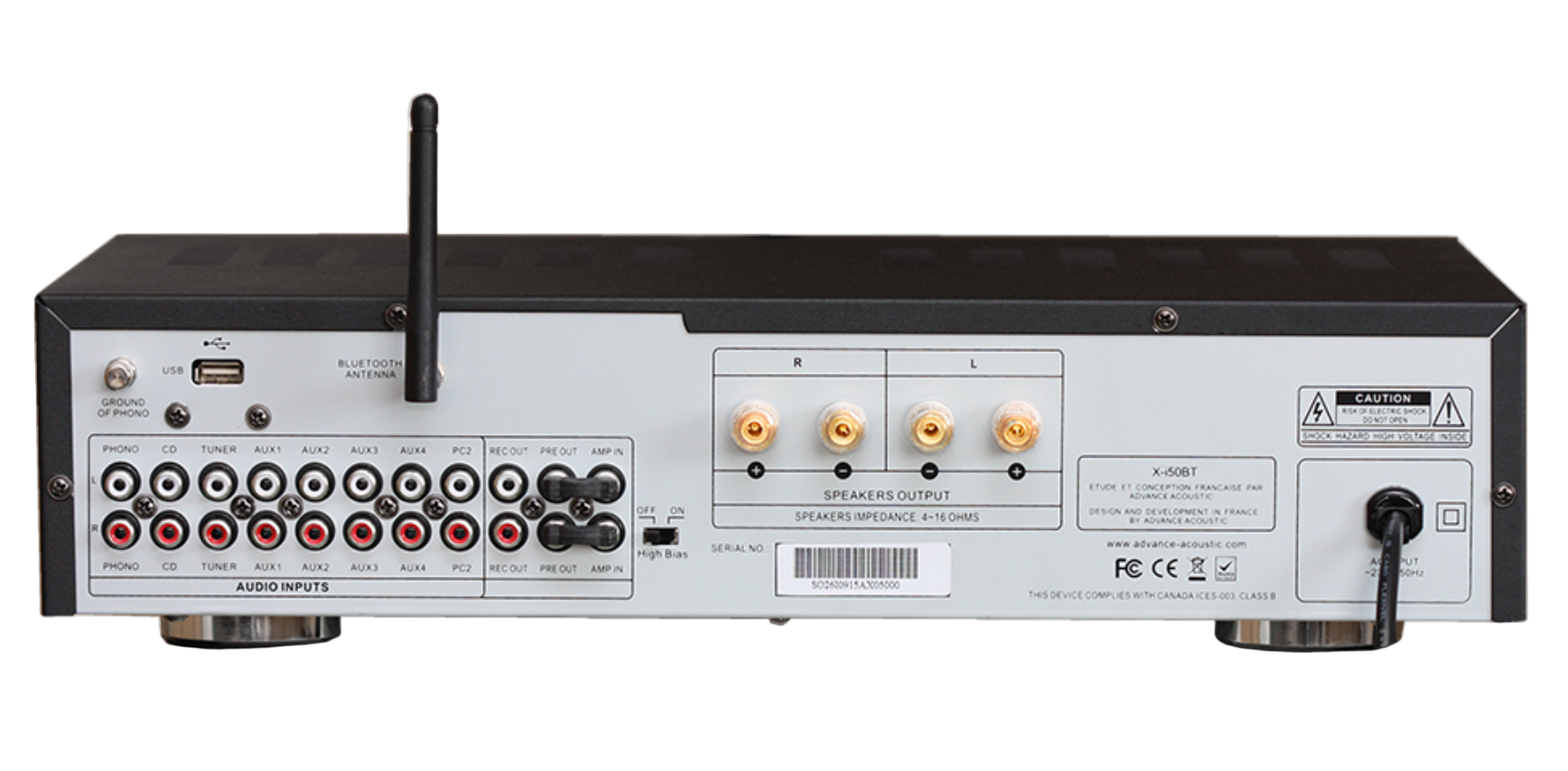 Advance Paris X-i50 BT Stereo Integrated Amplifier, rear of unit