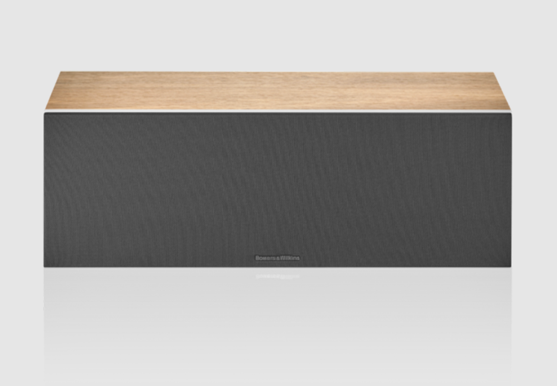 B&W HTM6 S3 Centre Channel Speaker in Oak/White. Grille image