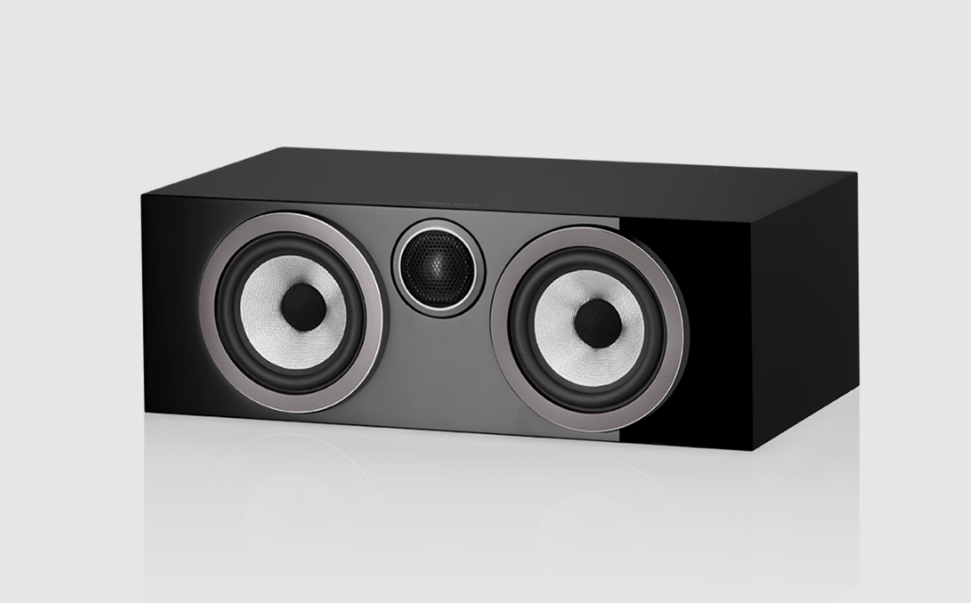 B&W HTM712 S3 Centre Channel Speaker in Black. Front image.