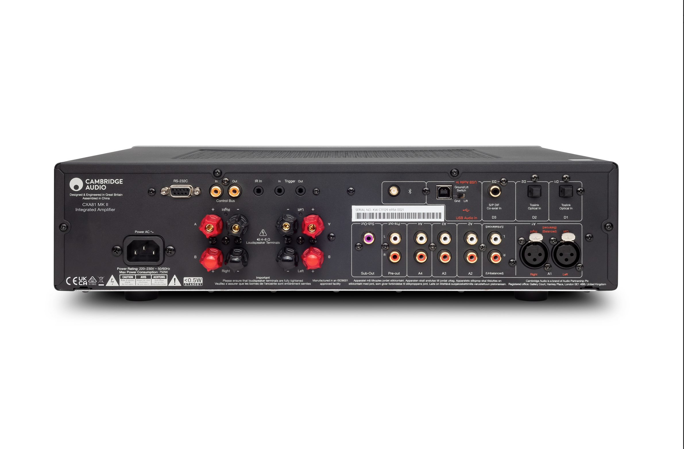 Cambridge Audio CXA81 Mk II Integrated Stereo Amplifier. Back image