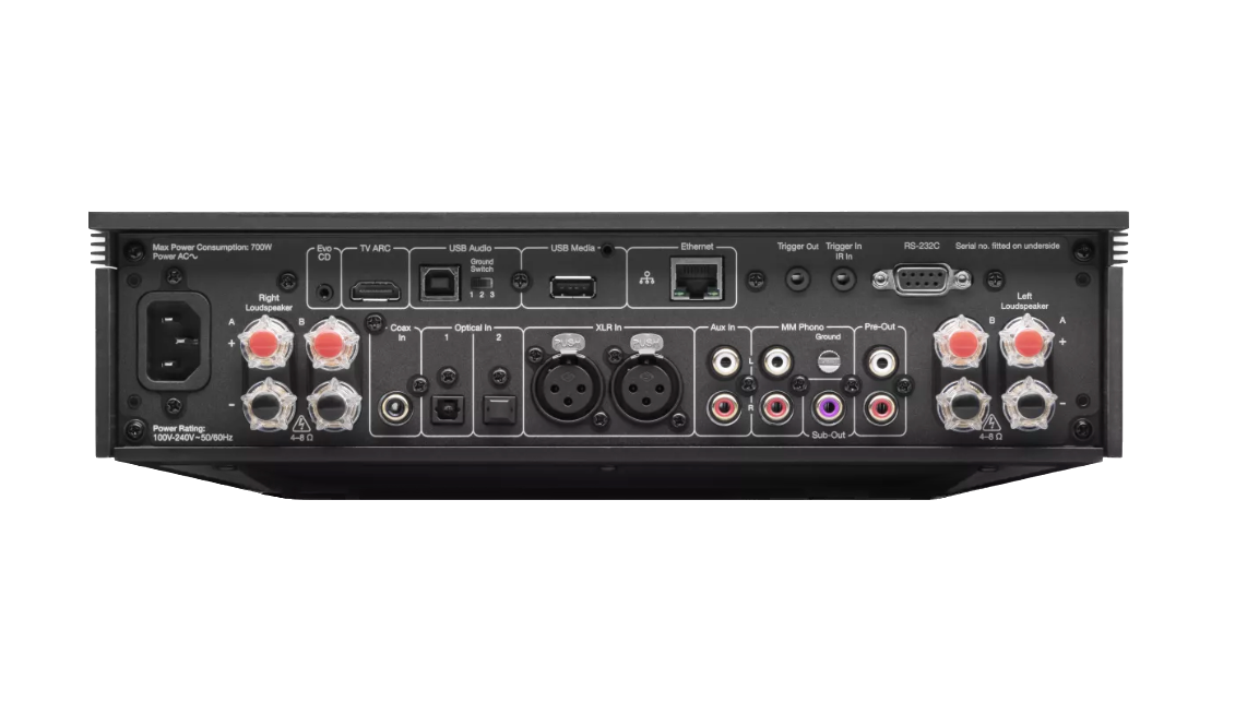 Cambridge Audio EVO 150 SE Streaming Amplifier, rear of unit