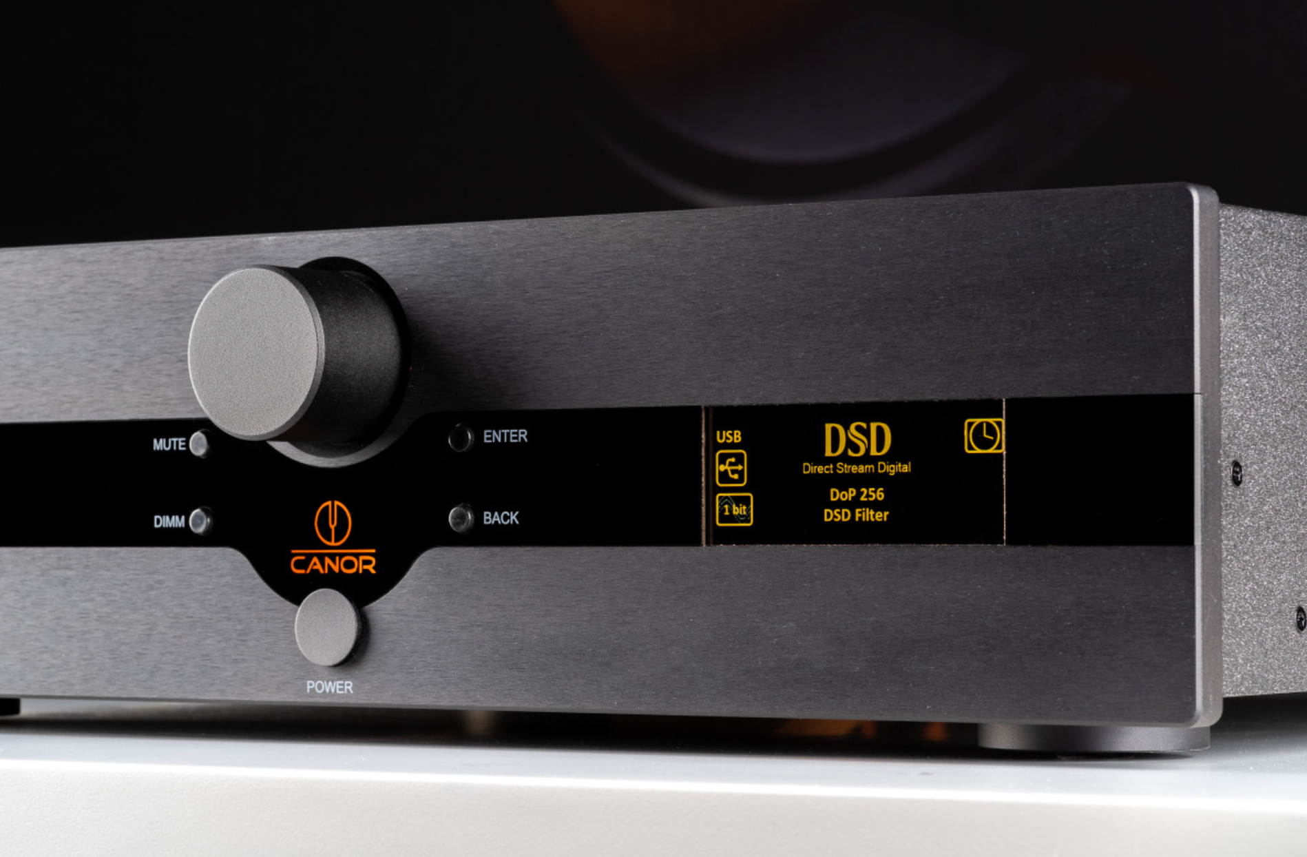 Canor DAC 2.10 Tube Based D/A Converter, closeup in Black