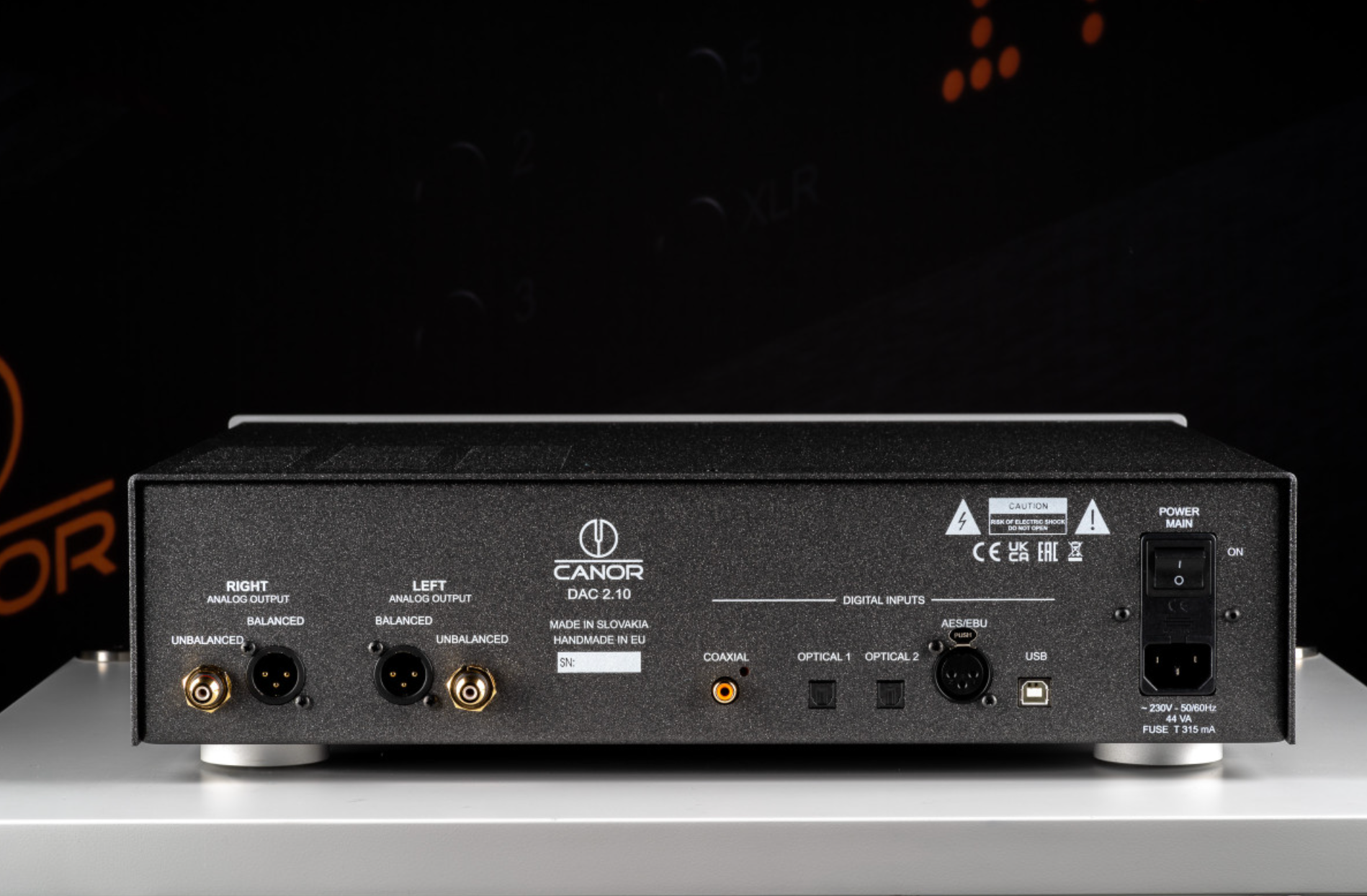 Canor DAC 2.10 Tube Based D/A Converter, rear of unit