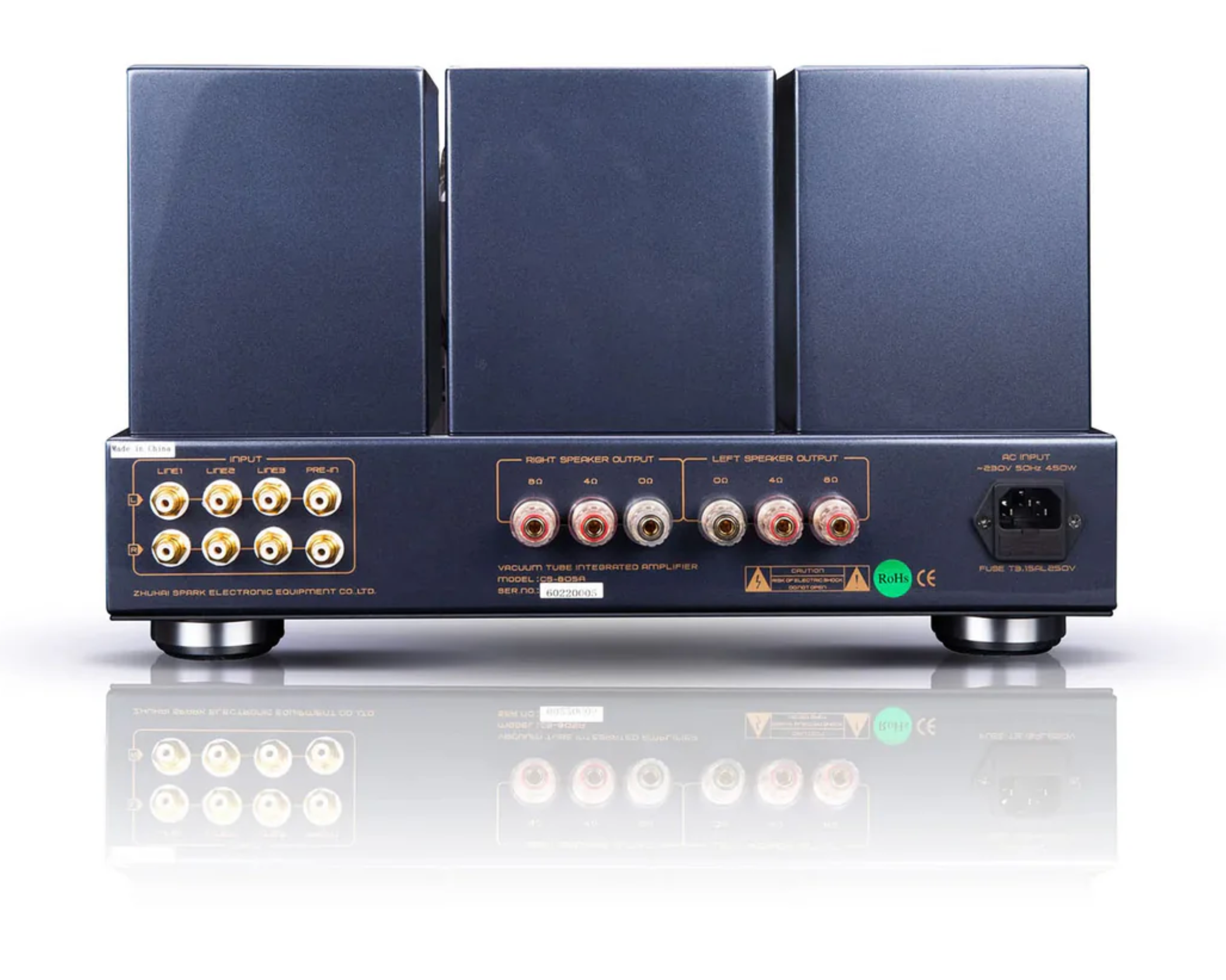 Cayin CS-805A SET Integrated Valve Amplifier, rear of unit