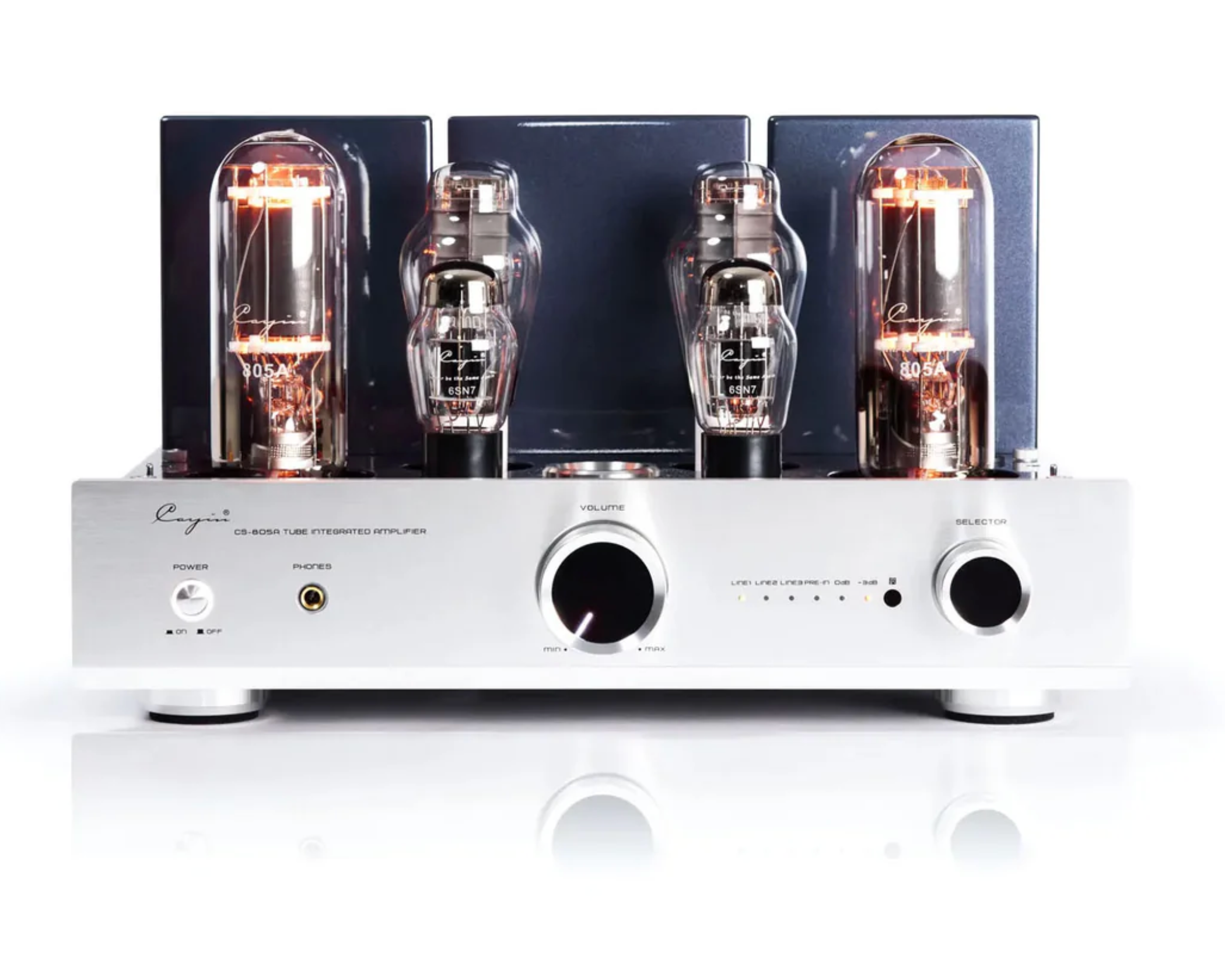 Cayin VaCayin CS-805A SET Integrated Valve Amplifier in Silver, front image