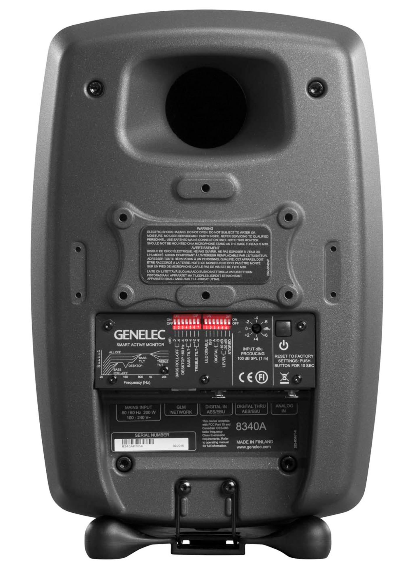 Genelec 8340A SAM Active Studio Monitor in Dark Gray - back image