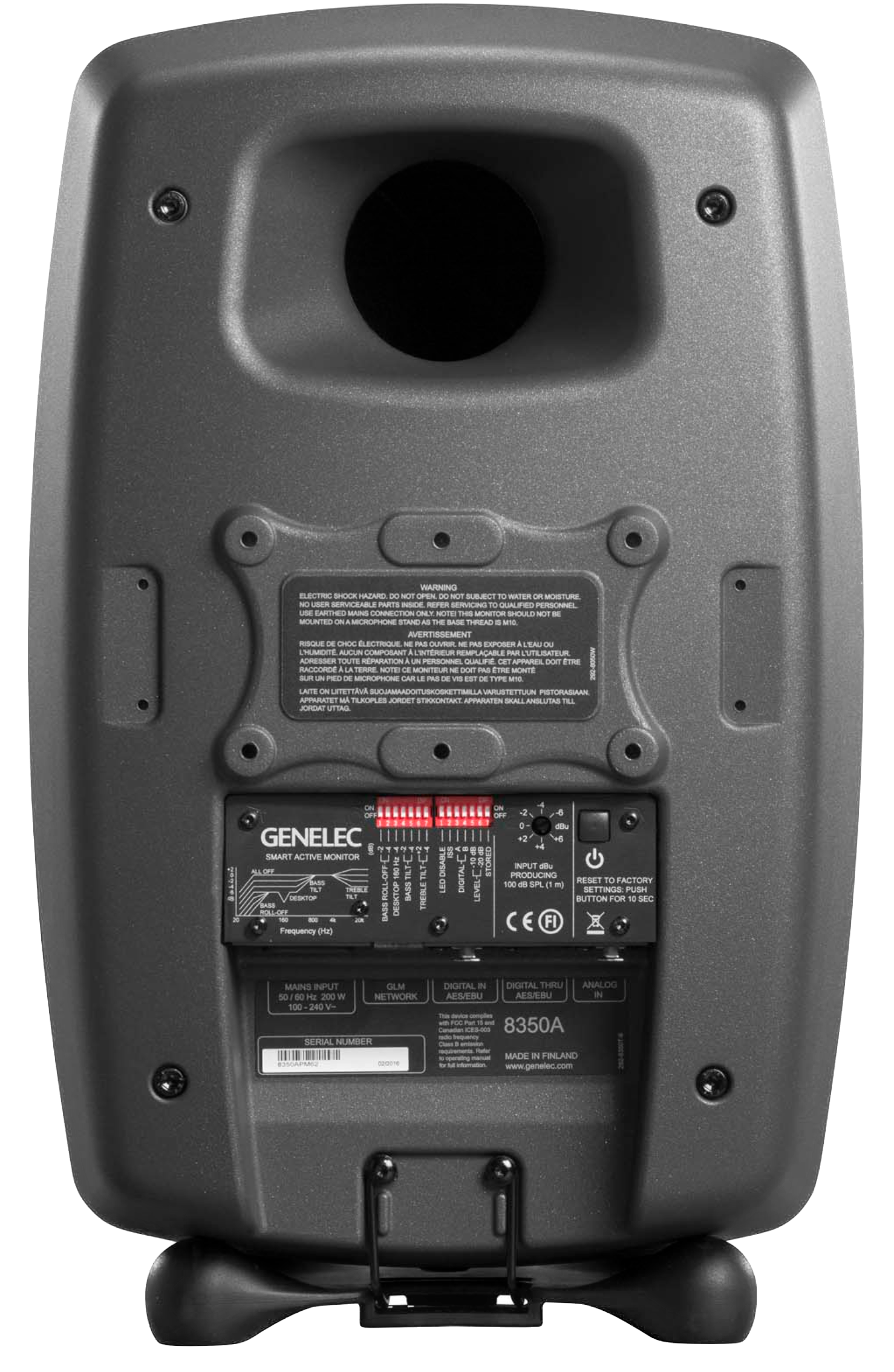 Genelec 8350A SAM Active Studio Monitors in dark gray - back view