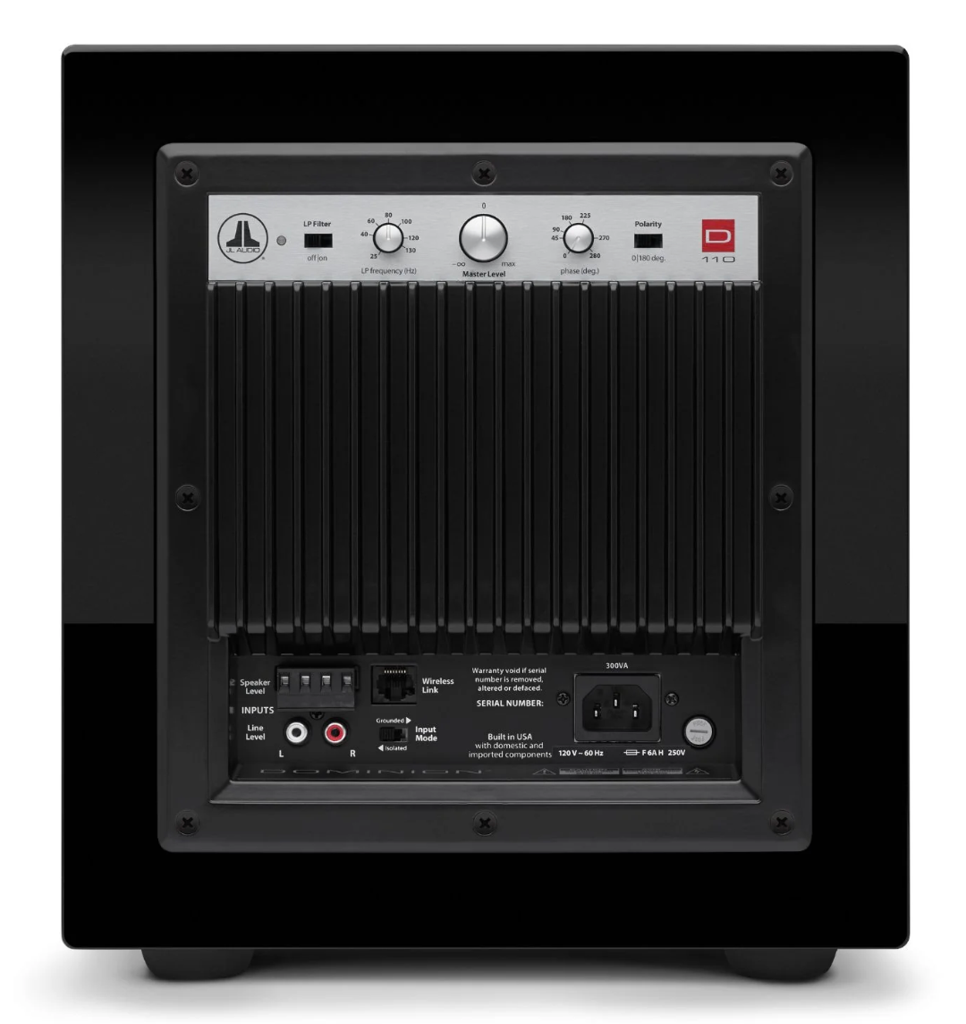 JL Audio Dominion d110 10-inch Subwoofer in Black Gloss, back of unit