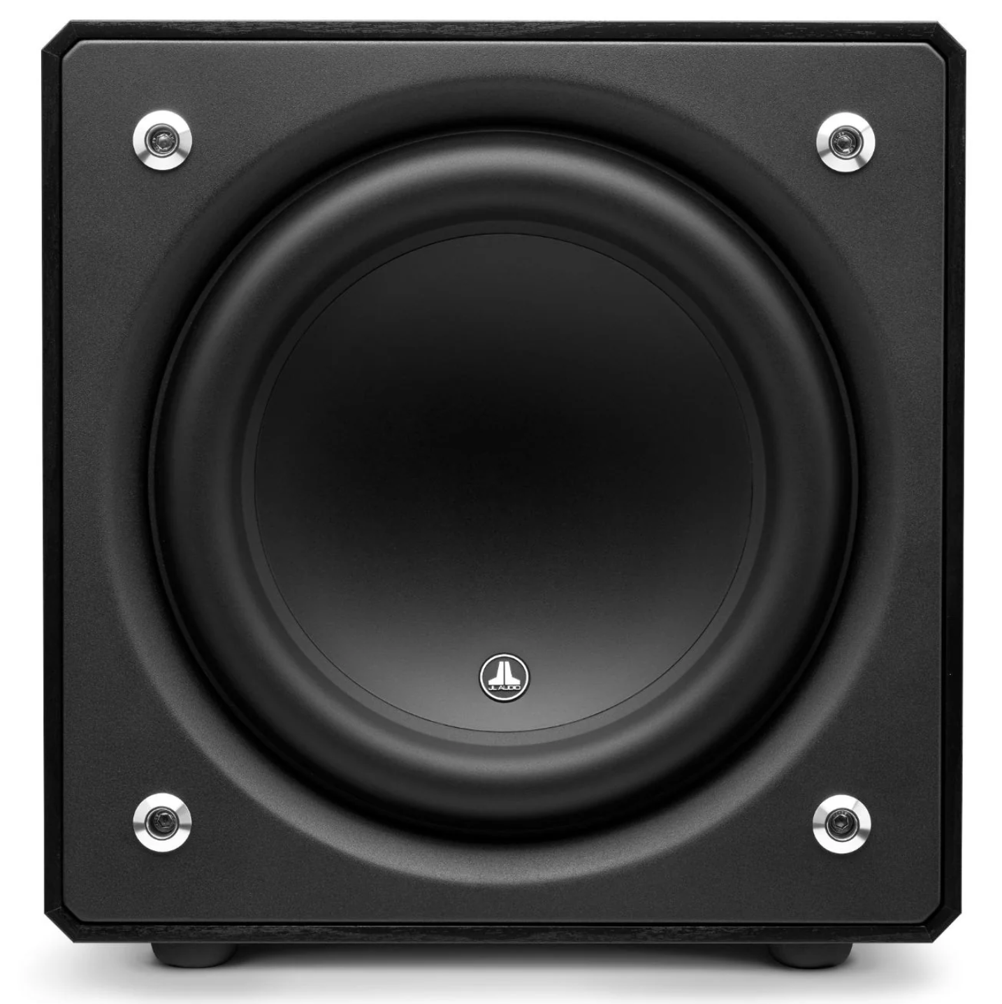 JL Audio E-Sub e112 12-inch Subwoofer in Black Ash. Front of unit, no grille