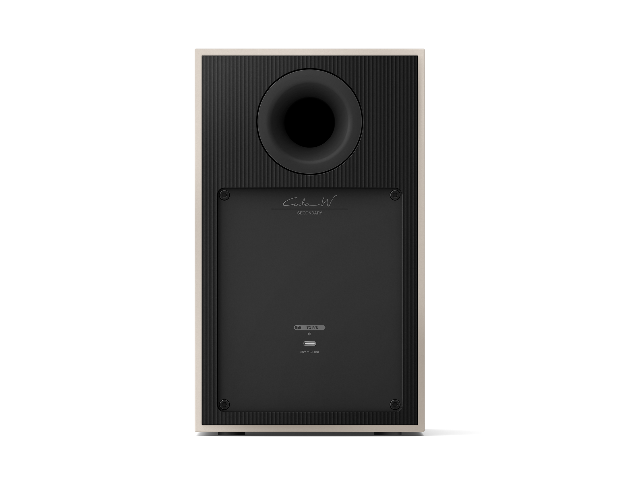 KEF Coda W Active Speakers in Nickel Grey, back of speaker