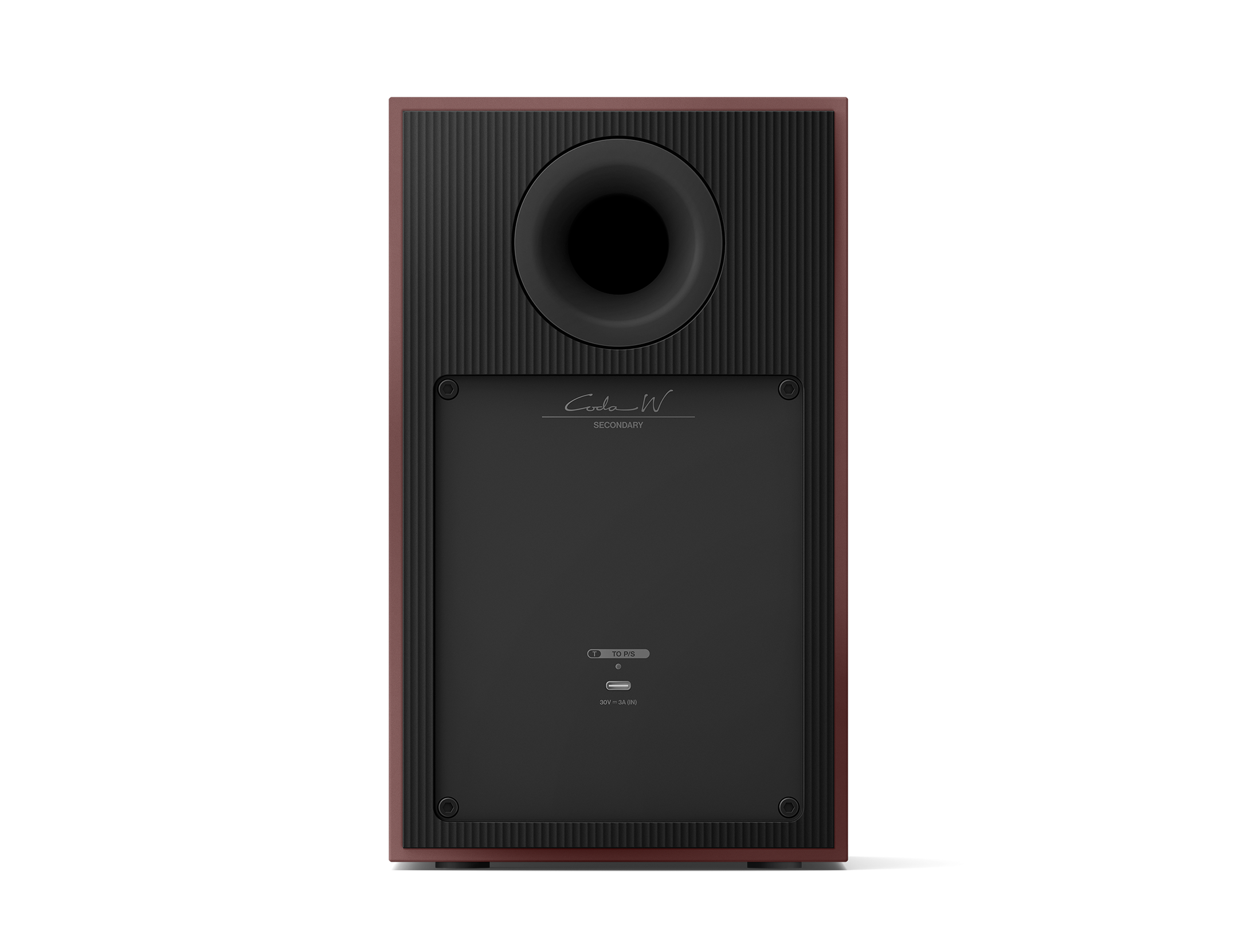 KEF Coda W Active Speakers in Vintage Burgundy; back of speaker