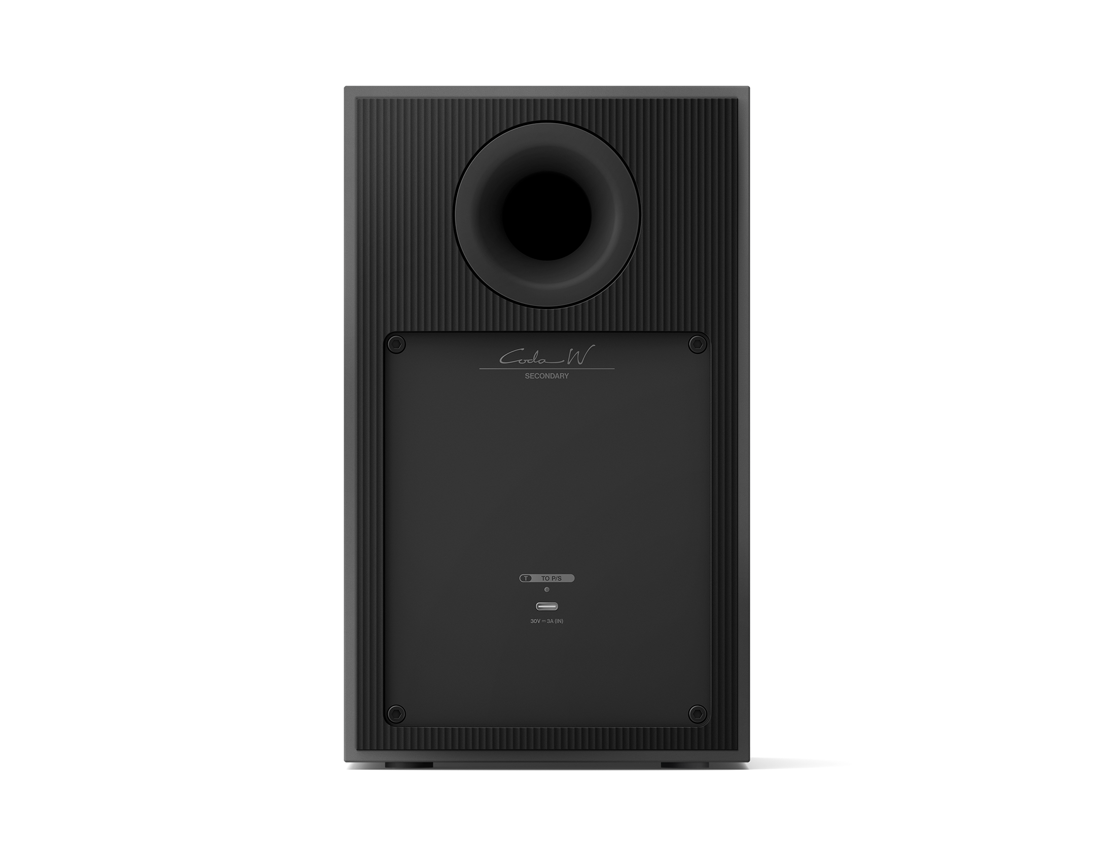KEF Coda W Active Speakers in Dark Titanium, back of speaker