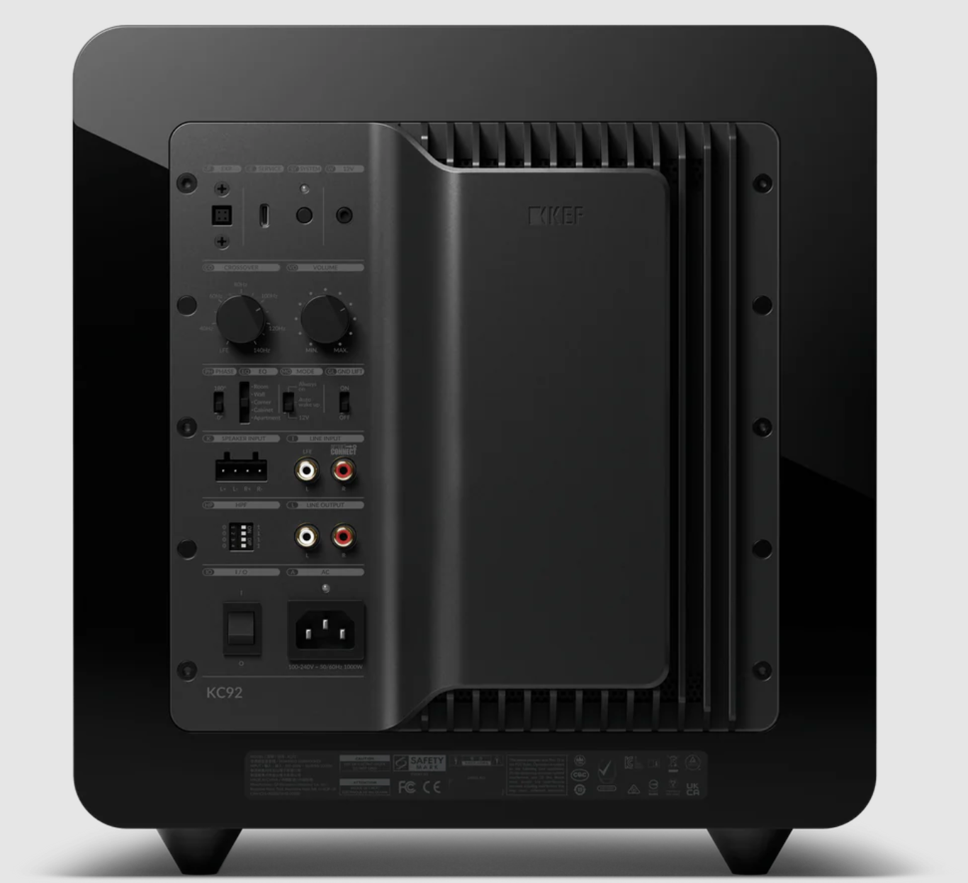 KEF KC92 Dual 9" Subwoofer in Black, back view