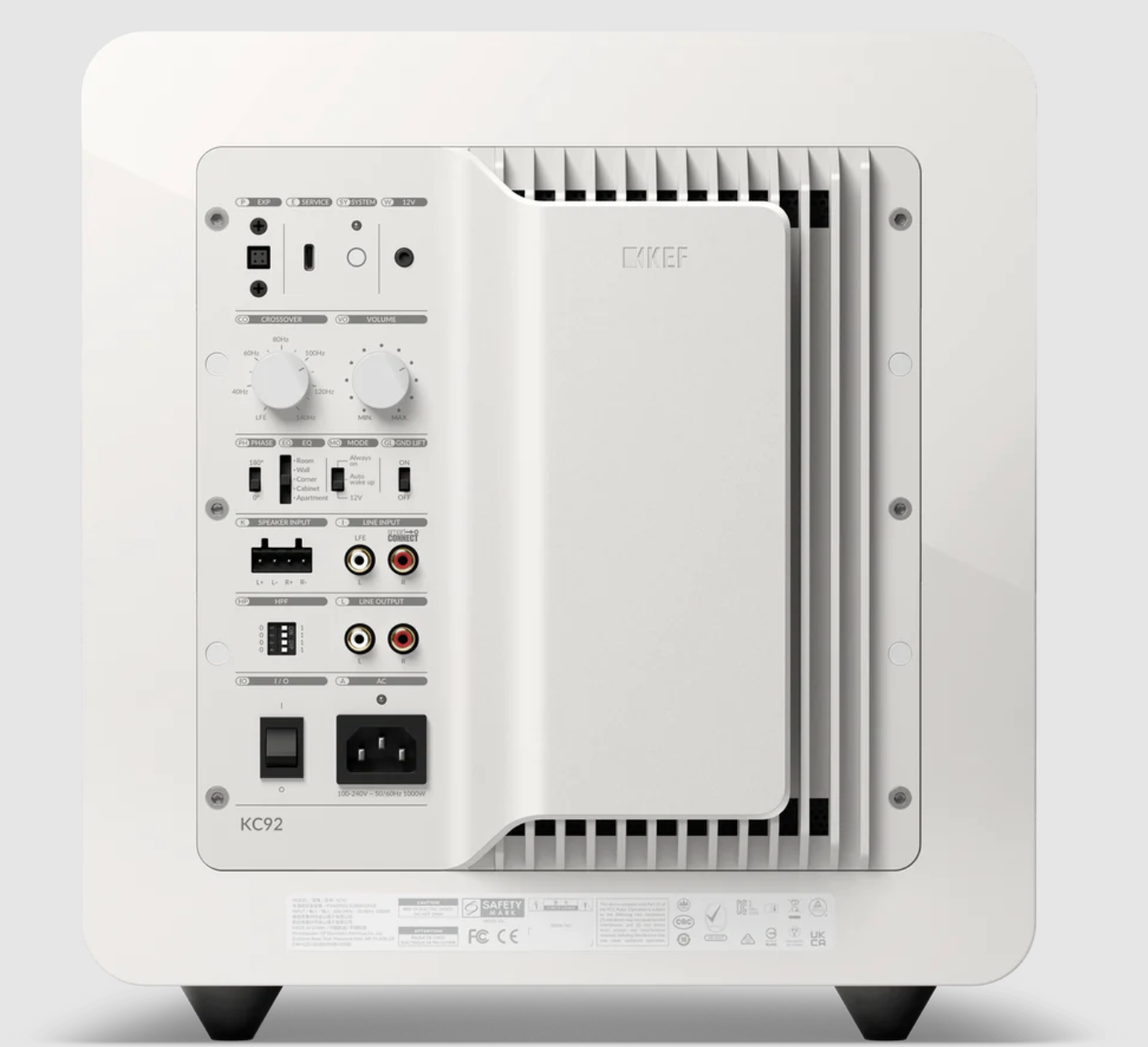 KEF KC92 Dual 9" Subwoofer in White, back view