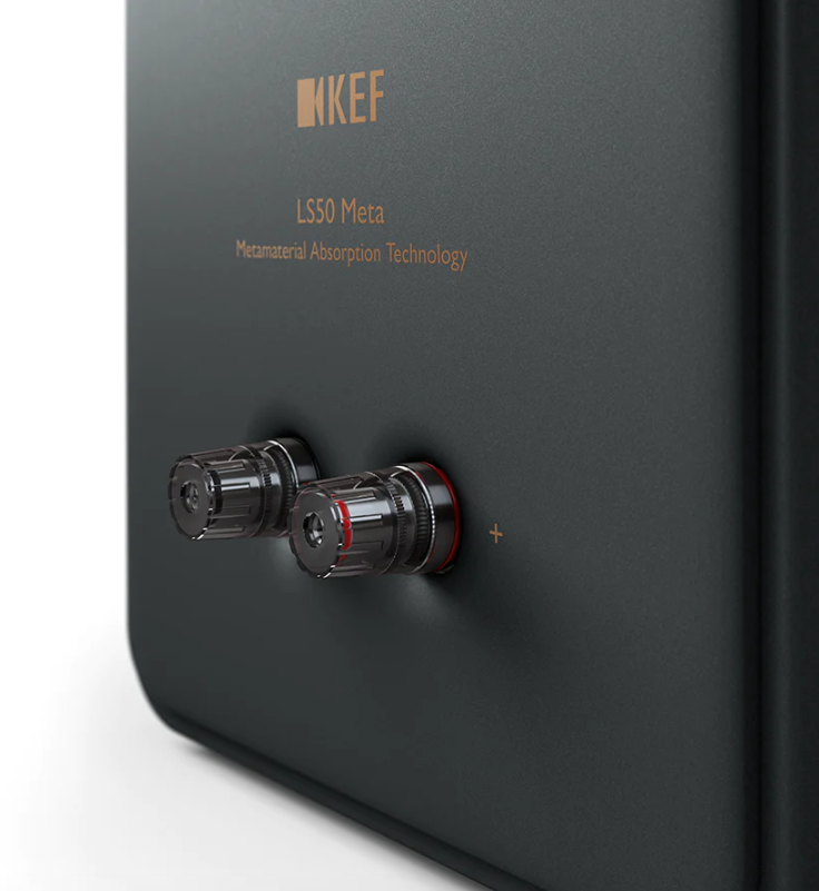 KEF LS50 meta passive speaker in black . rear image