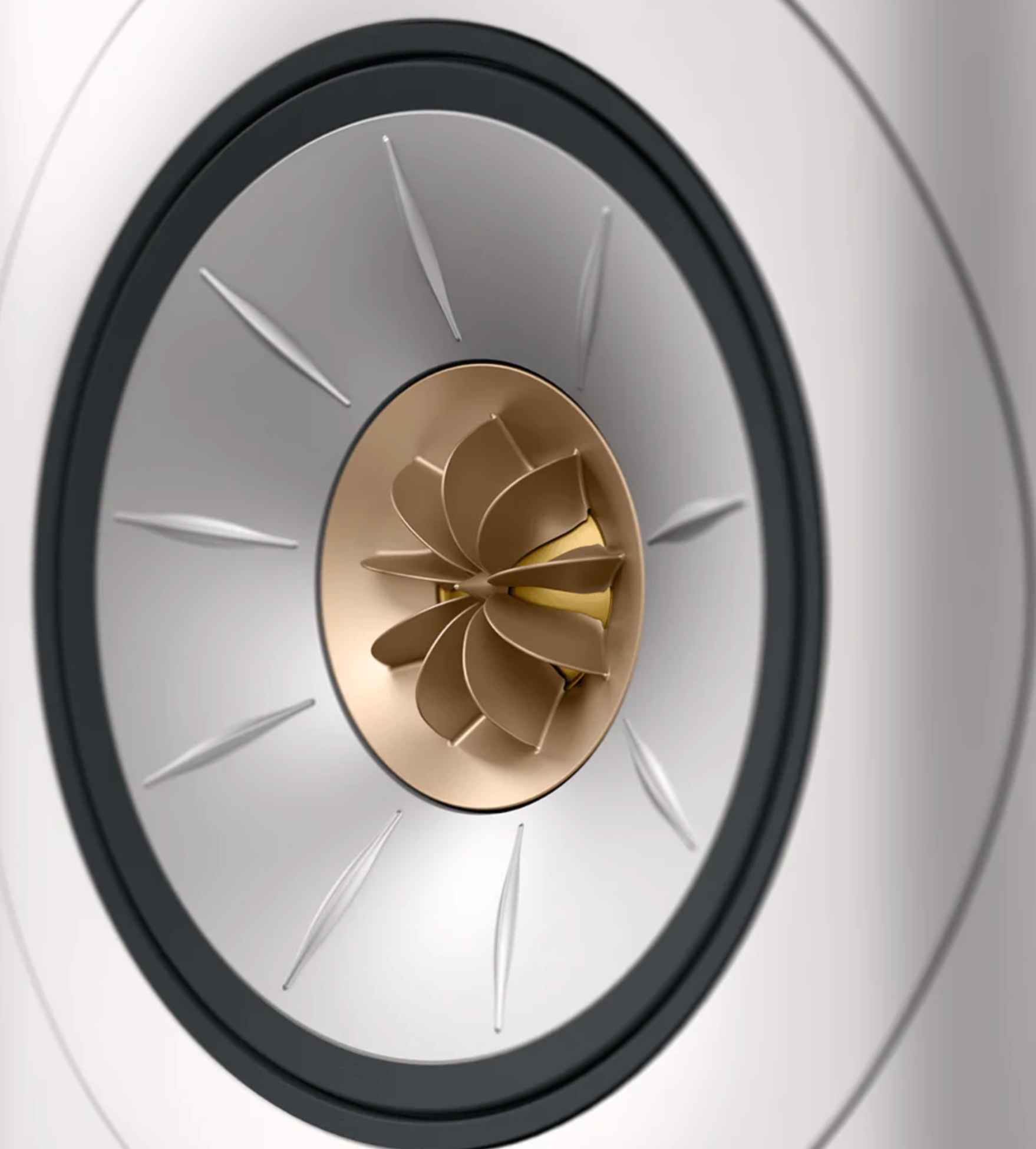 KEF LS60 Wireless Floorstanding Speakers Speakers in Mineral White. Close up