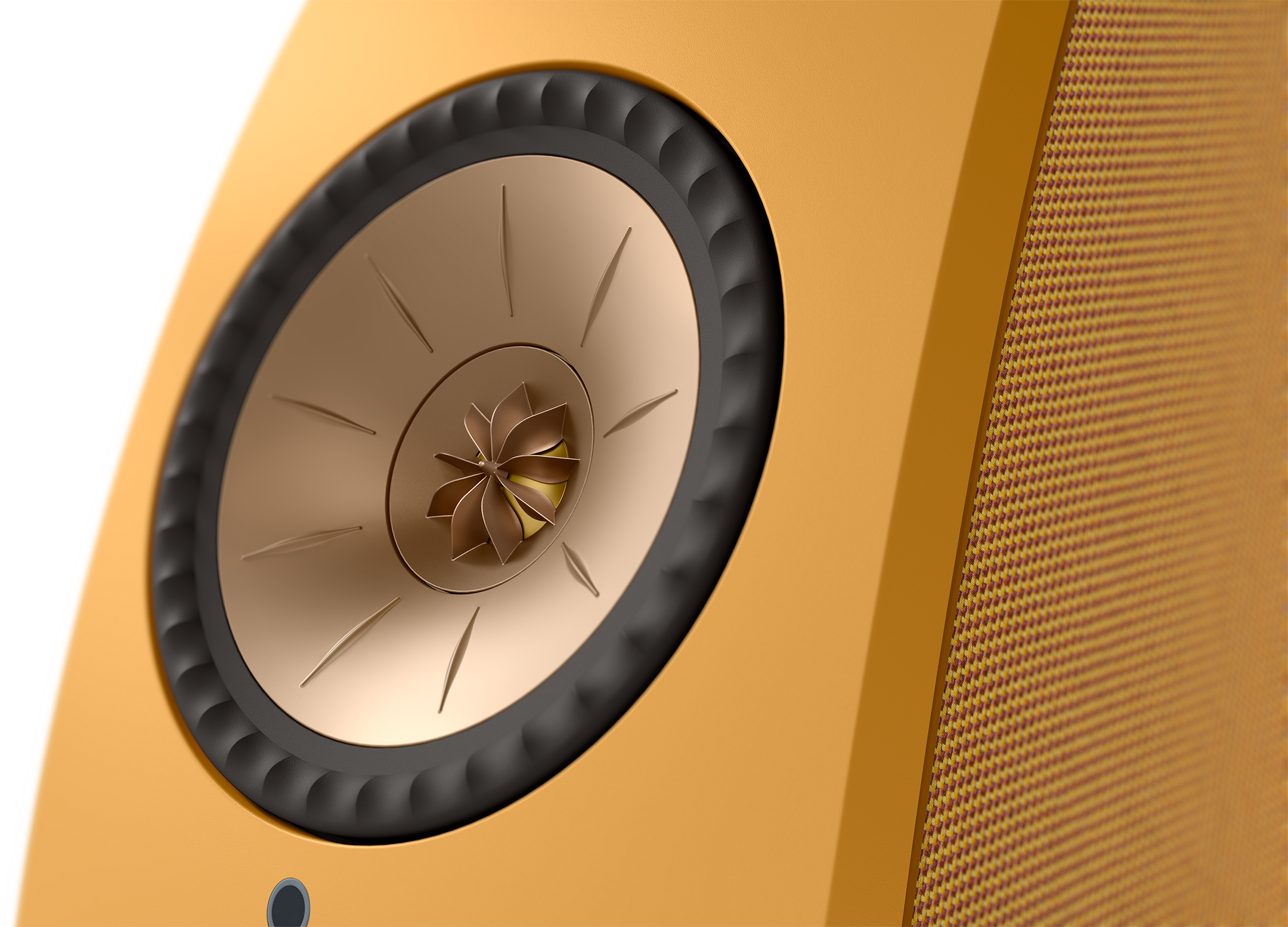 KEF LSX II Wireless Powered Bookshelf Speakers in Amber Haze. Tweeter