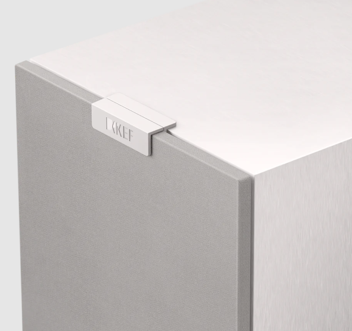 KEF Q3 Meta 2-way Bookshelf Speakers in Satin White, with grille