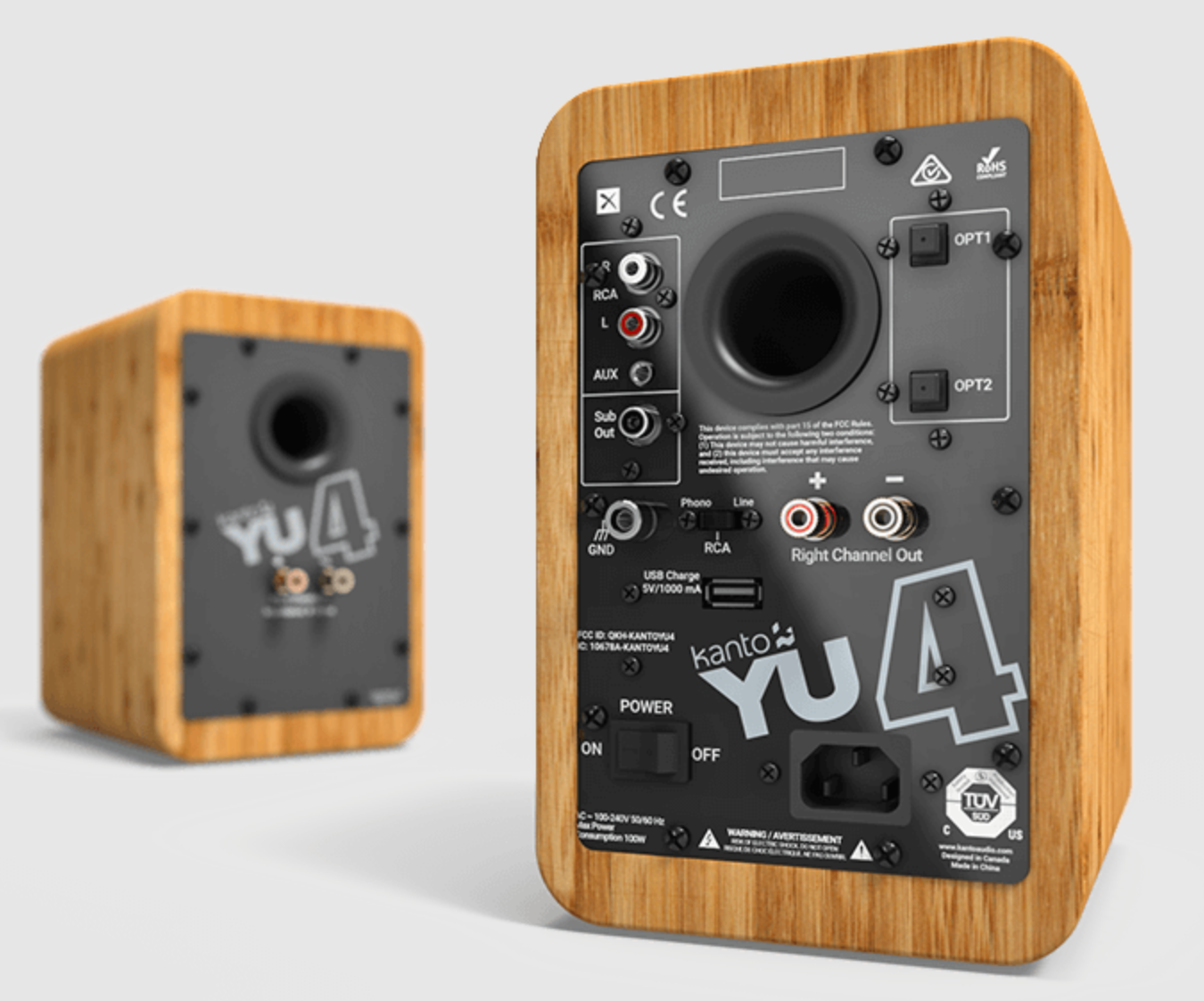 Kanto Audio Active Speakers Kanto Audio YU4 Active Speakers in Bamboo, back image