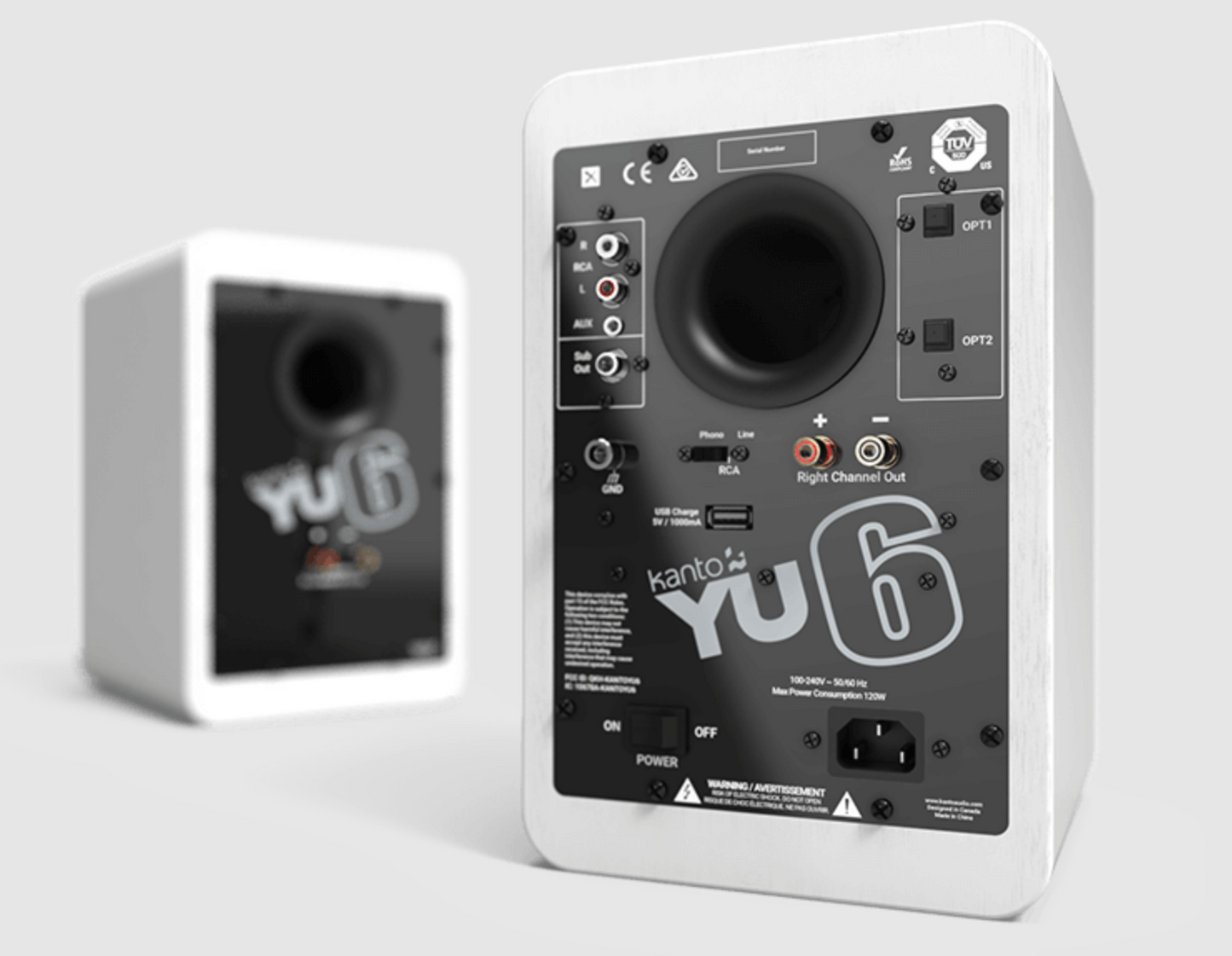 Kanto Audio YU6 Active Speakers in Matte White, back image