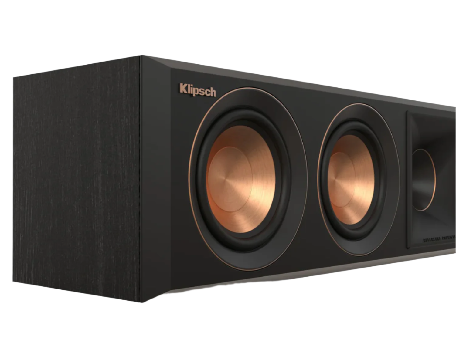 Klipsch RP-404C II Centre Channel Speaker in ebony, angled and up close