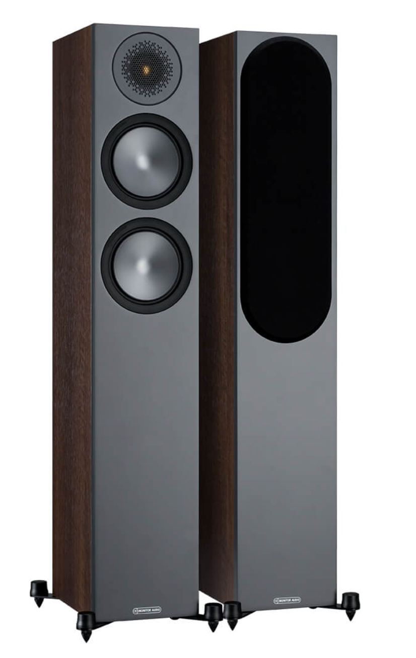 Monitor Audio Bronze 200 Floorstanding Speakers, pair in walnut
