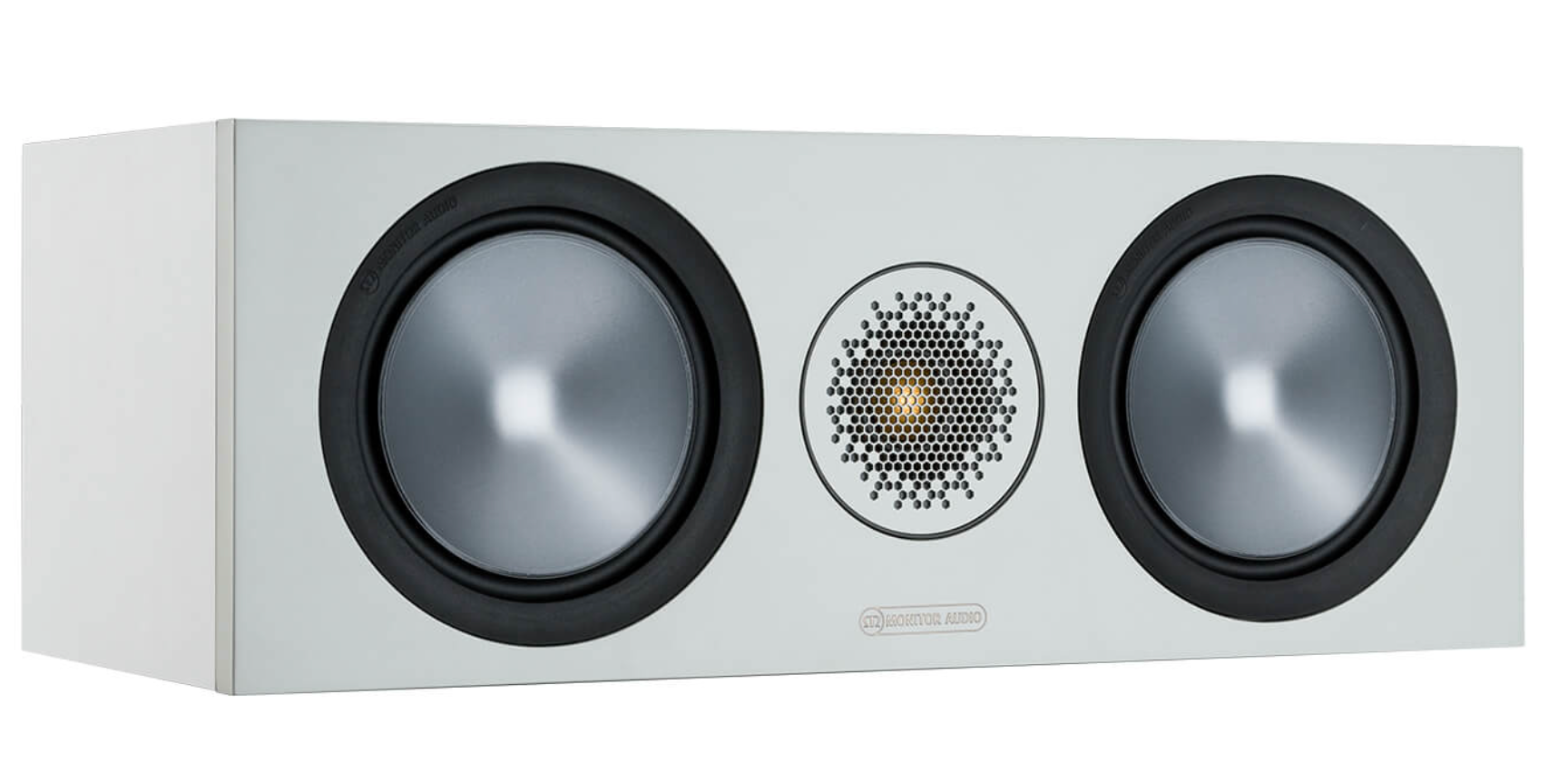 Monitor Audio Bronze C150 Centre Speaker in white, angled view