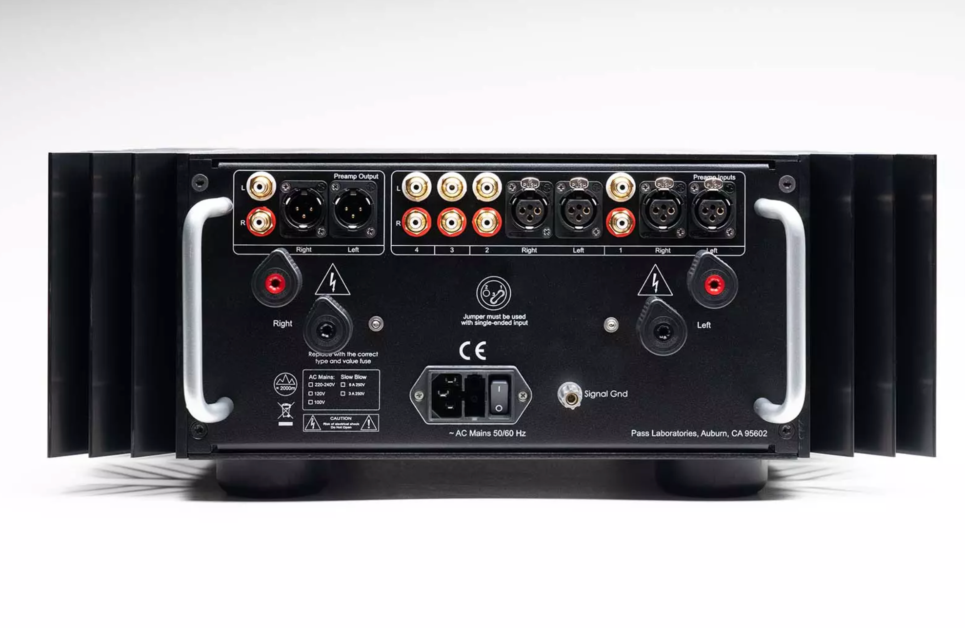 Pass Labs INT-60 Integrated Amplifier, rear of unit