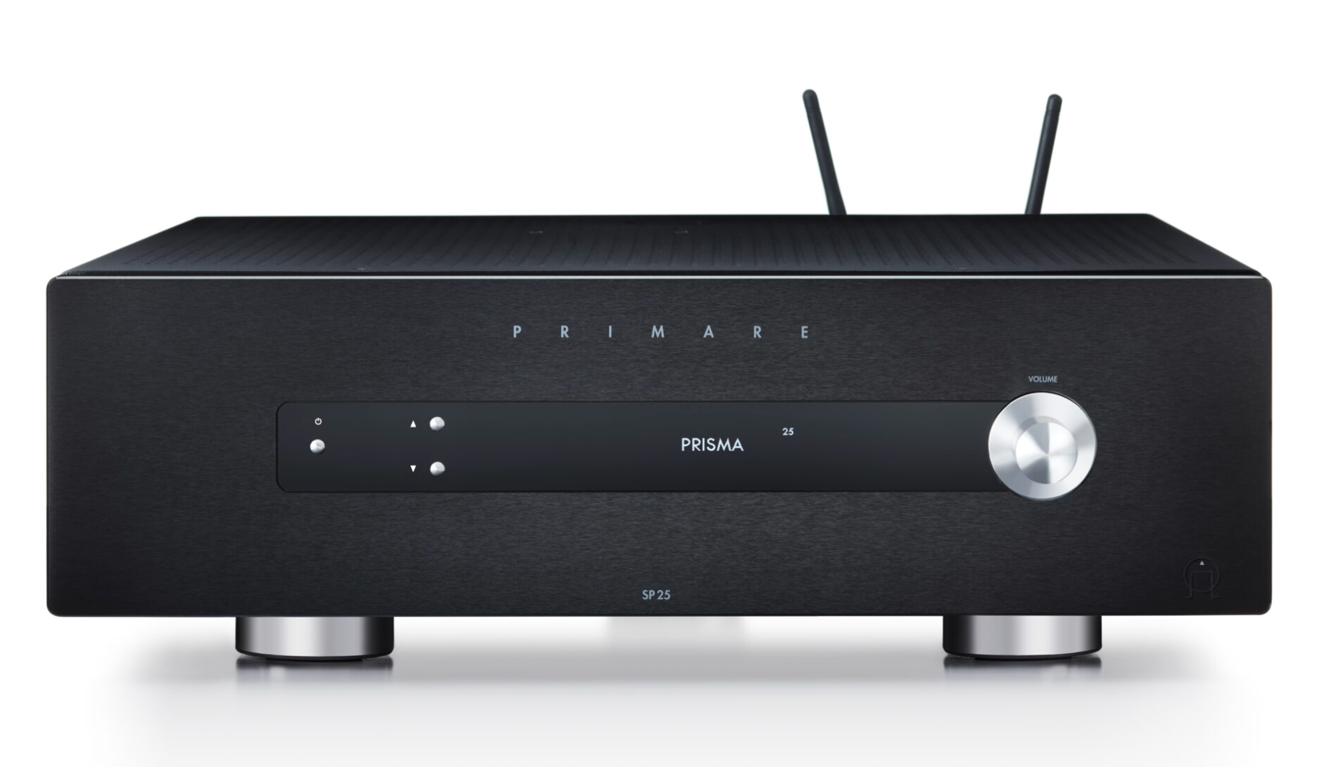 Primare SP25 Prisma Home Cinema Preamplifier in black, front of unit