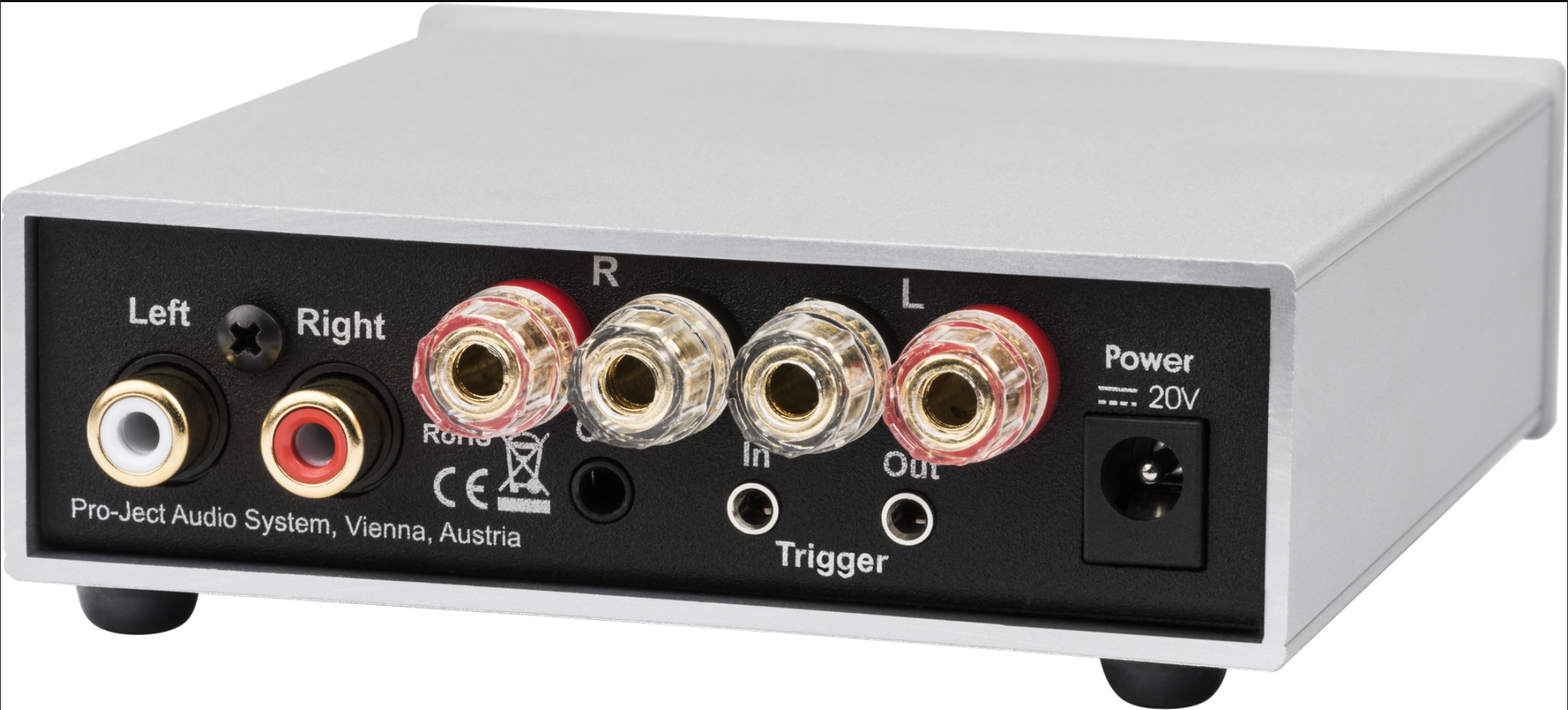 ProJect Amp Box S3 Power Amplifier, in silver back of unit