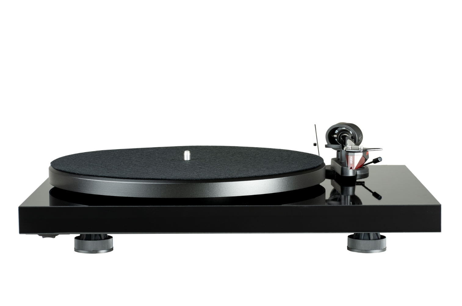 ProJect Debut E Carbon Turntable with Ortofon 2M Red cartridge in black, front