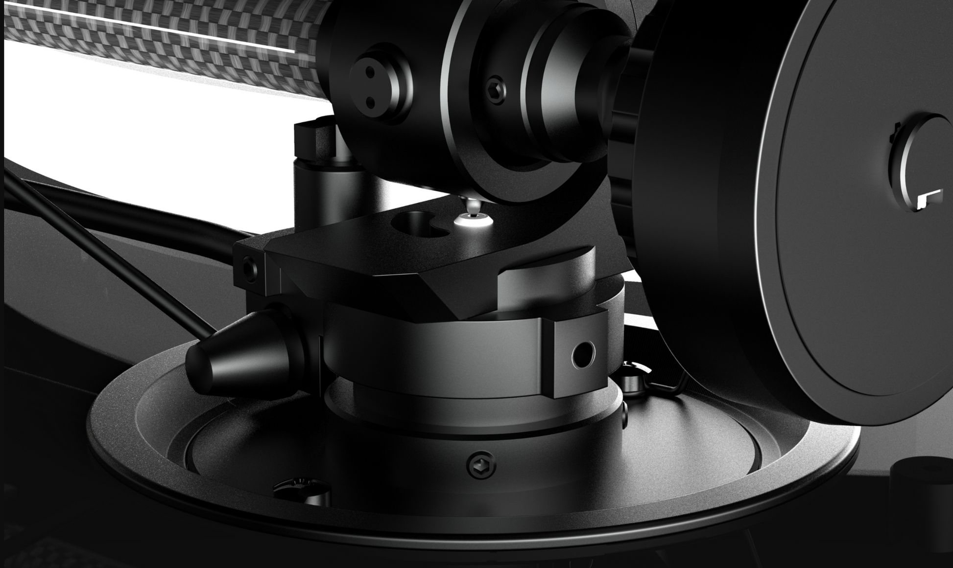 Pro-Ject X1 B Turntable with Pick It PRO Balanced Pre-Fitted image shows  tonearm closeup
