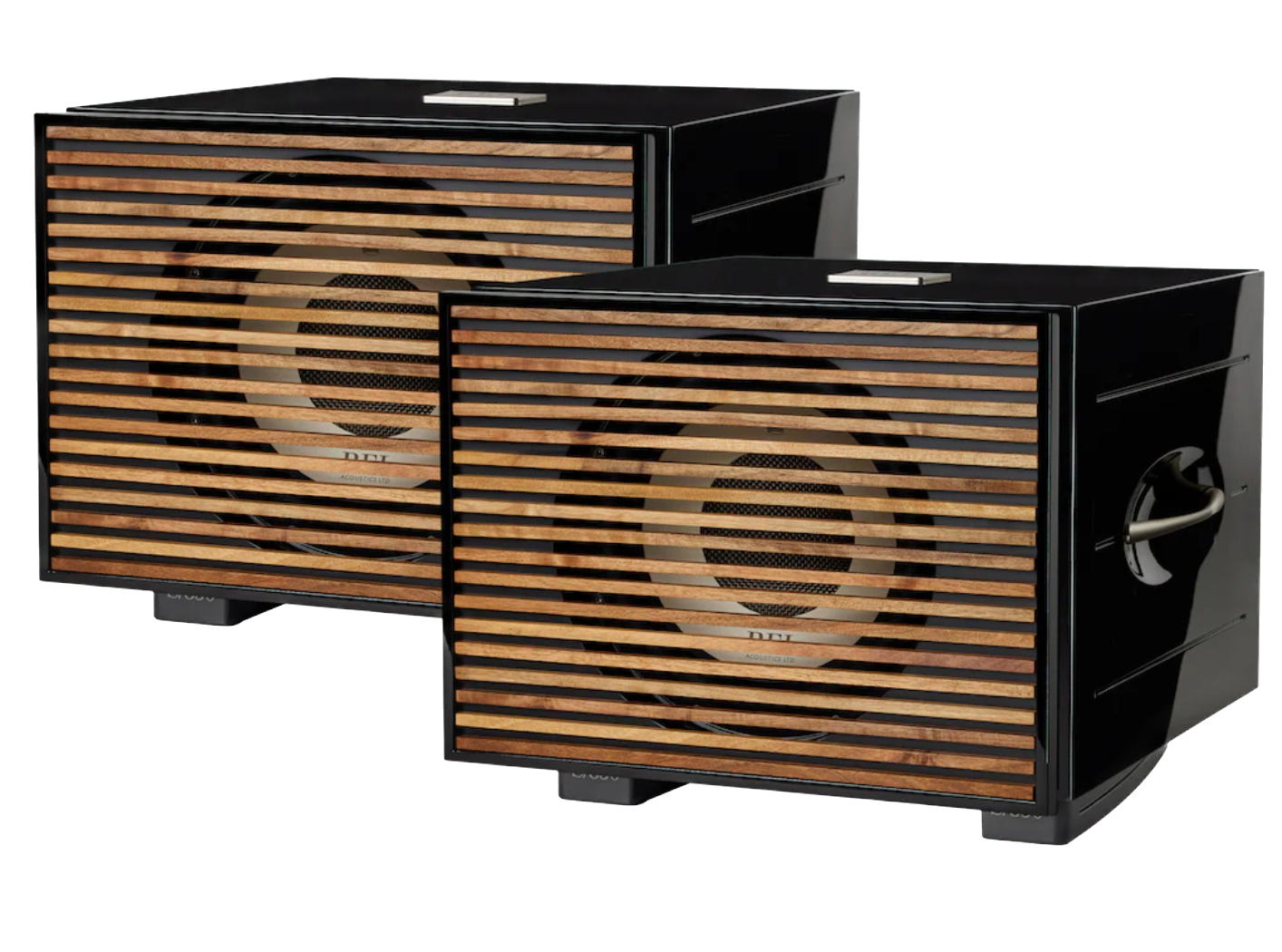 REL S/850 Subwoofer in black, pair with wooden grille