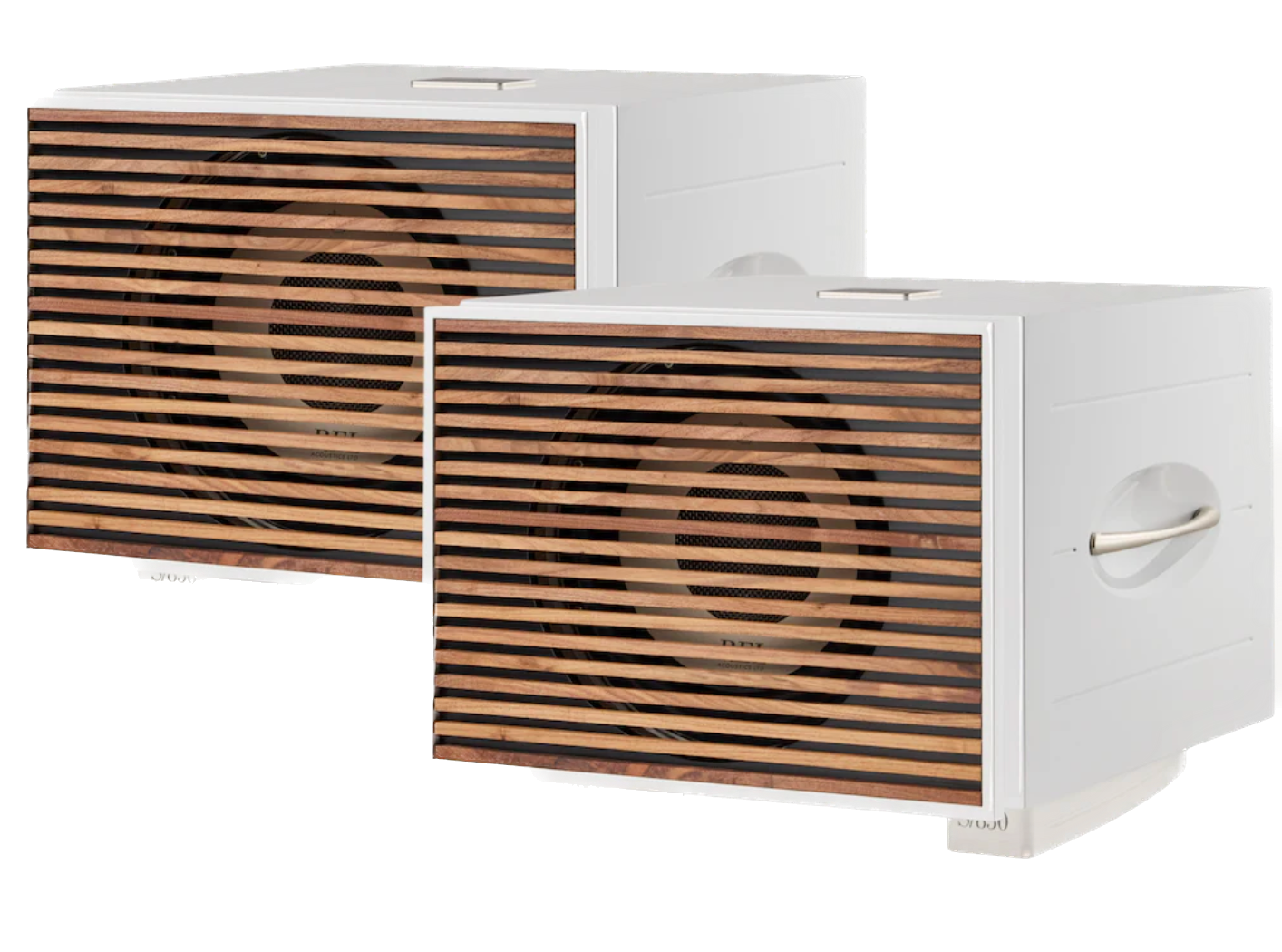 REL S/850 Subwoofer in white, pair with wooden grille