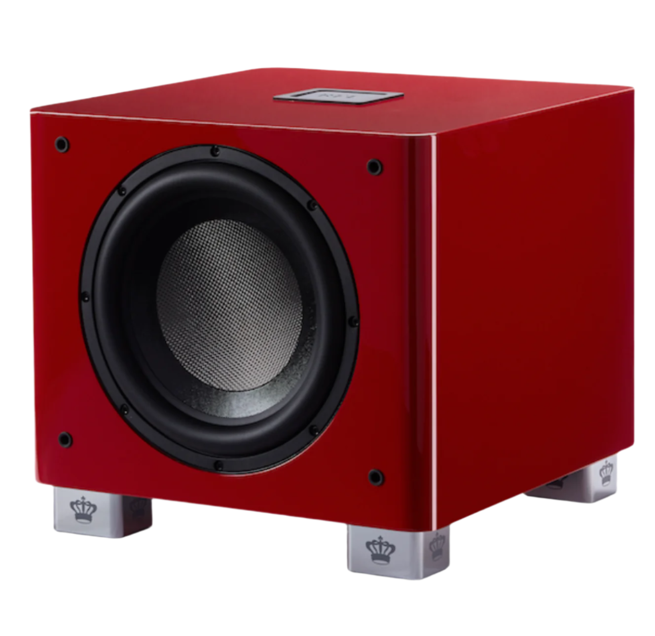 REL T/9x Subwoofer Limited Edition Italian Racing Red, angled