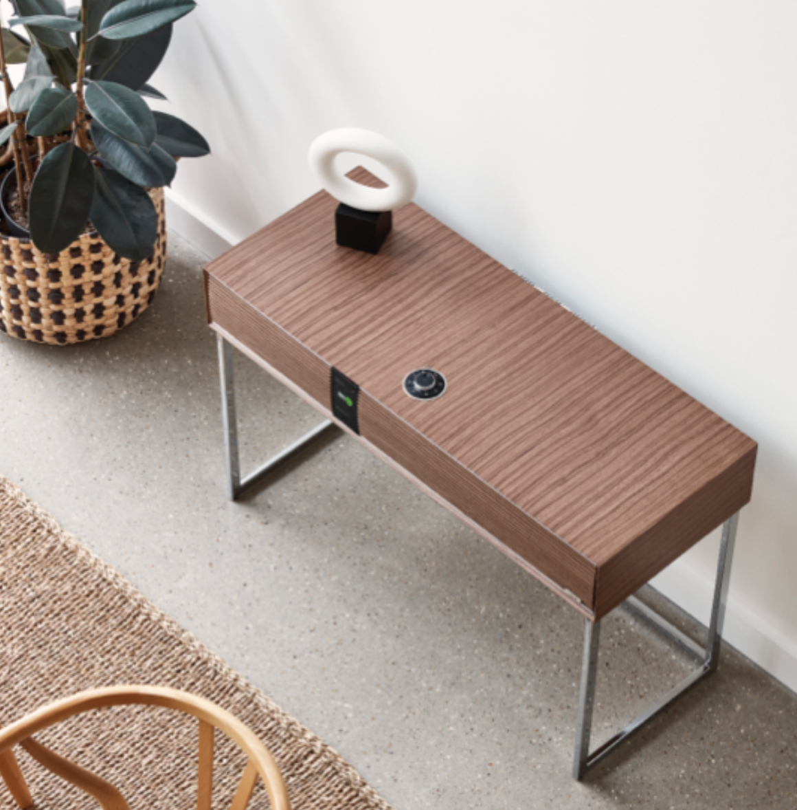 Ruark Audio R810 Hi Fidelity Radiogram in Fused Walnut veneer cabinet, overhead view