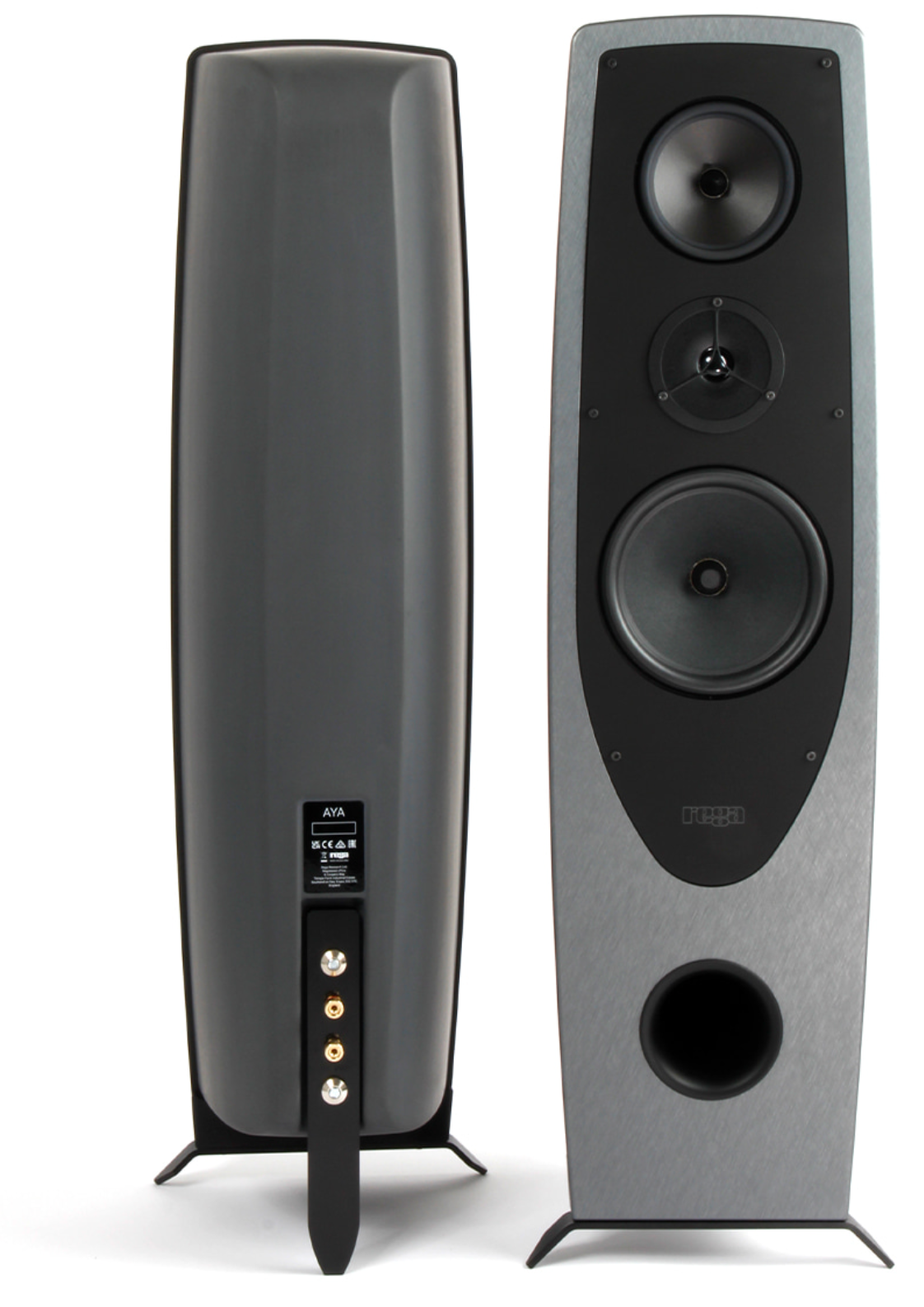 Rega AYA Loudspeakers. Image shows band and front of speakers
