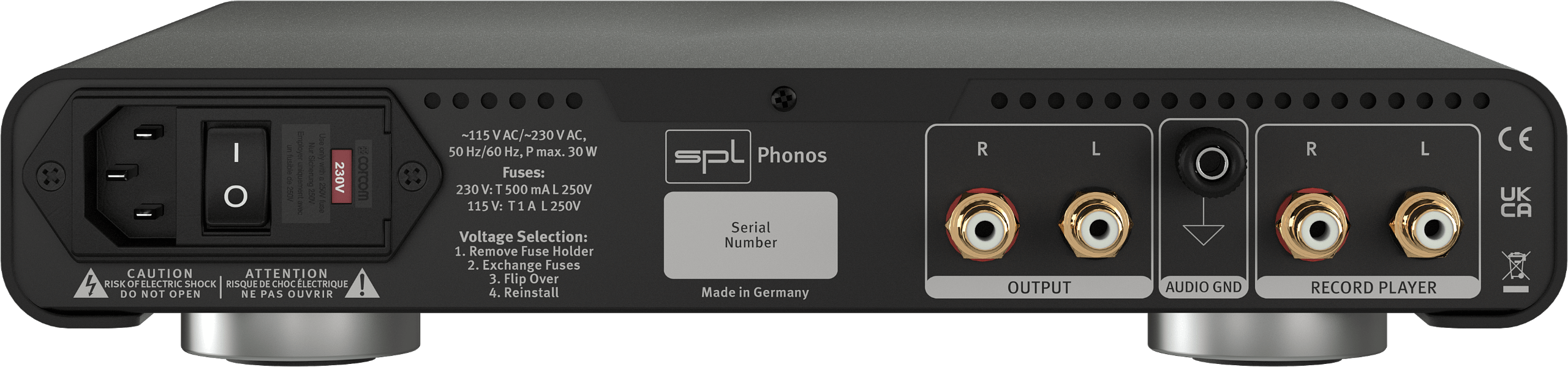 SPL Audio Phonos Phono Preamplifier image shows rear of unit