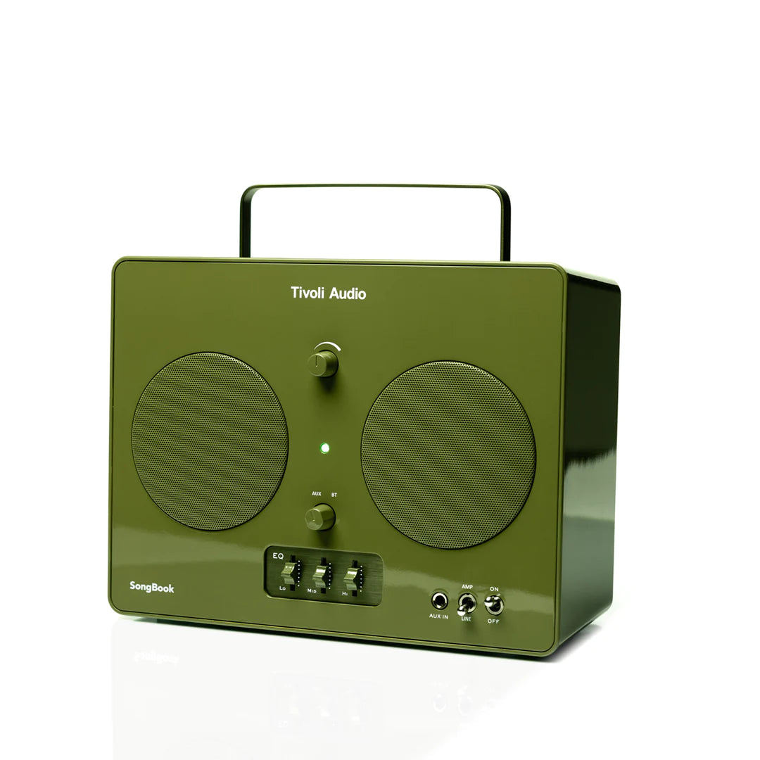 Tivoli Audio Music Songbook Portable Bluetooth Speaker in green angled to the left