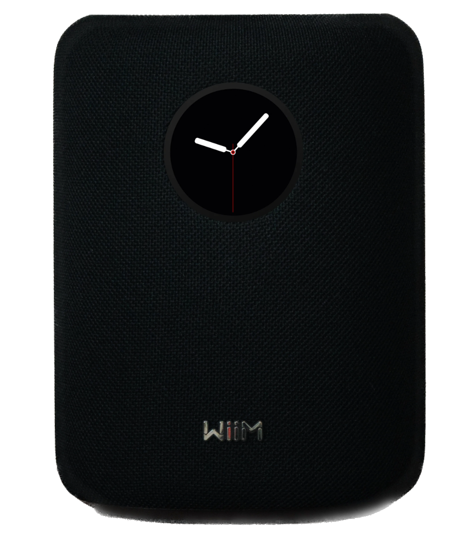 WiiM Sound Smart Speaker in Black with clock display