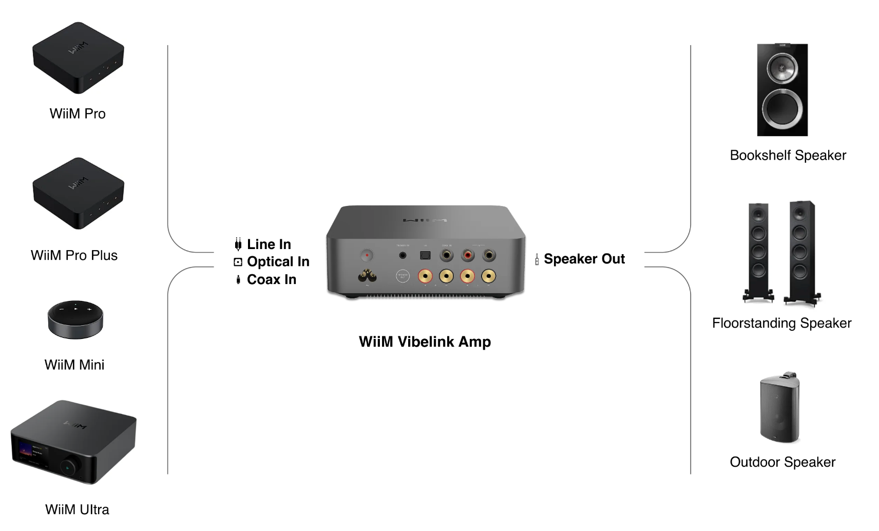 WiiM Vibelink Amp - 200W Stereo Power Amplifier, eco system