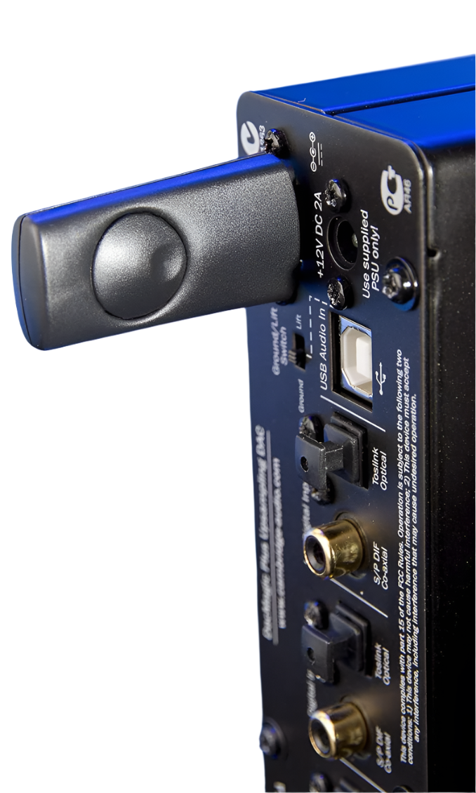 Cambridge Audio BT100 Bluetooth Receiver, plugged in