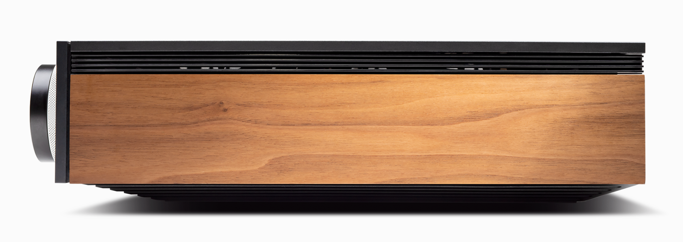 Cambridge Audio EVO 150 all-in-one-system side image with woodgrain panel