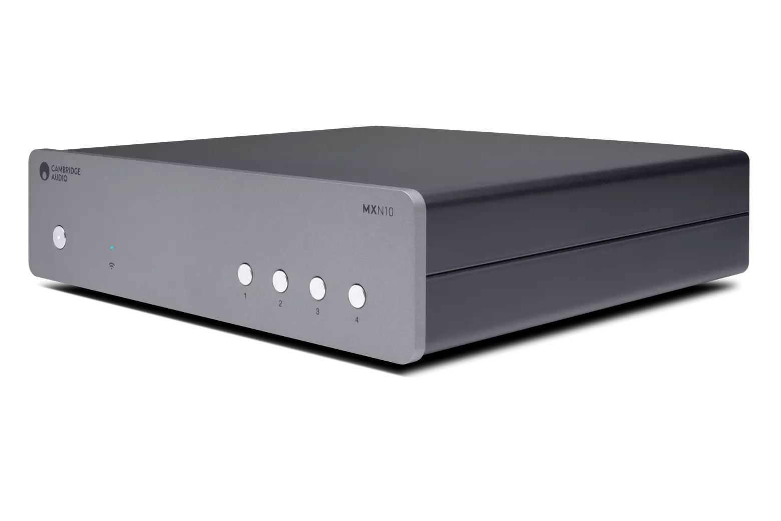 Cambridge Audio MXN10 Compact Half Width Network Player, angled to the left