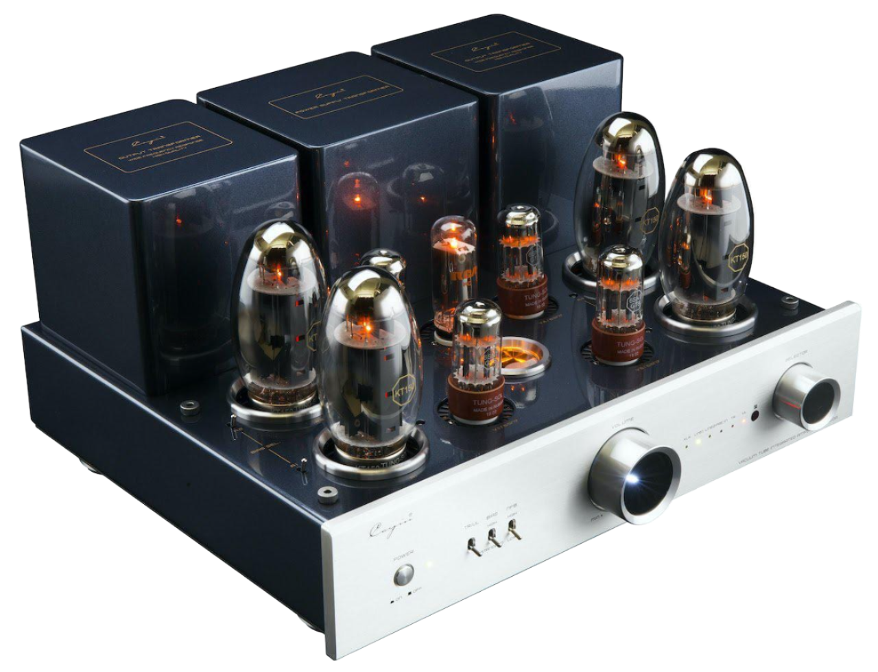 Cayin Valve Amplifiers Cayin CS-150A Integrated Valve Amplifier. Silver on angle