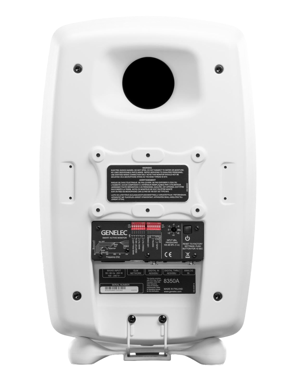 Genelec 8350A SAM Active Studio Monitors in white, rear of unit