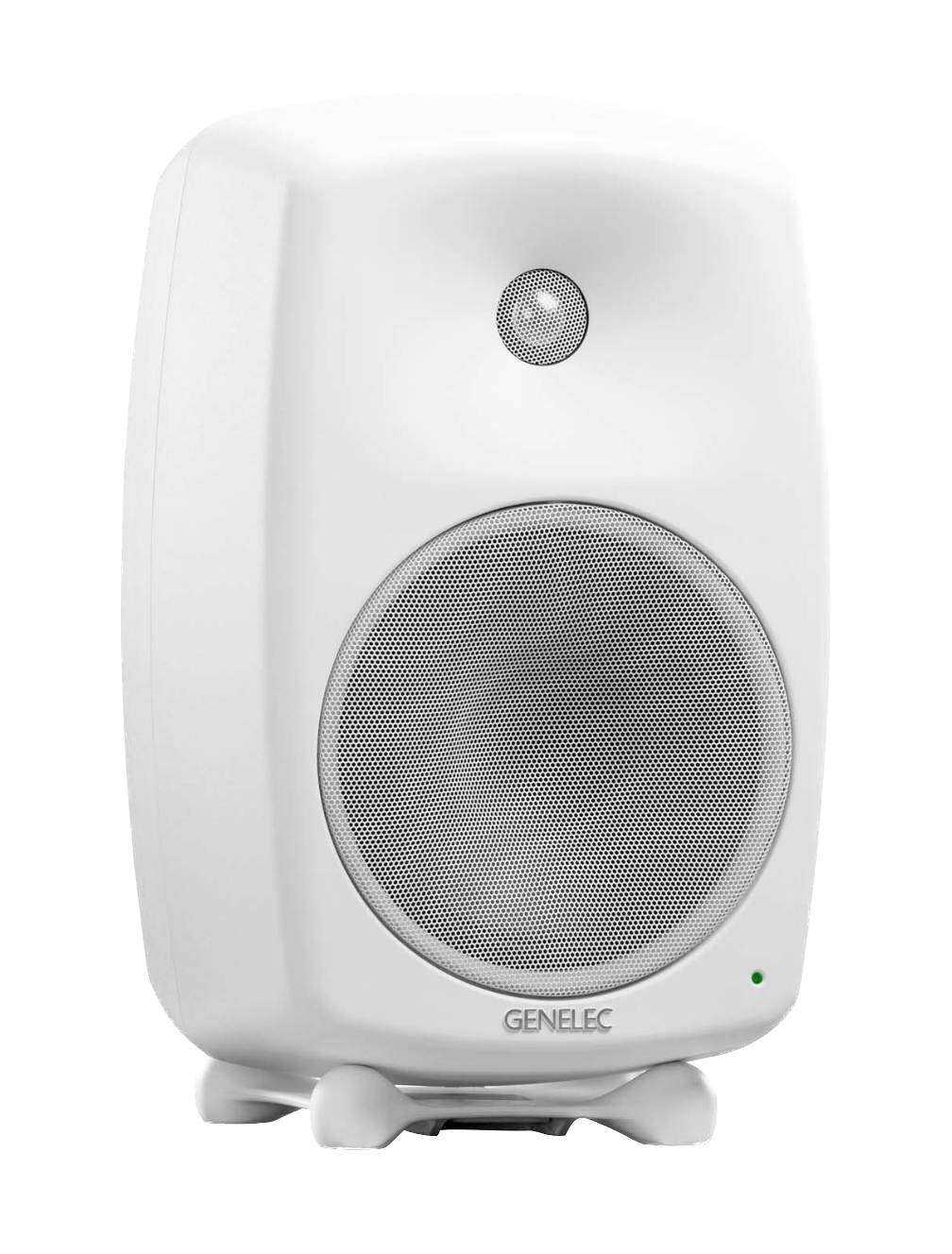 Genelec 8350A SAM Active Studio Monitors in white, angled