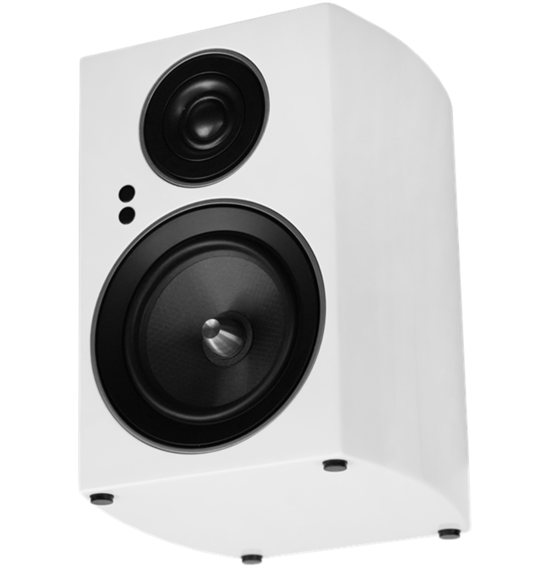 Jamo C707 PA Active Bookshelf Speaker in white, angled left