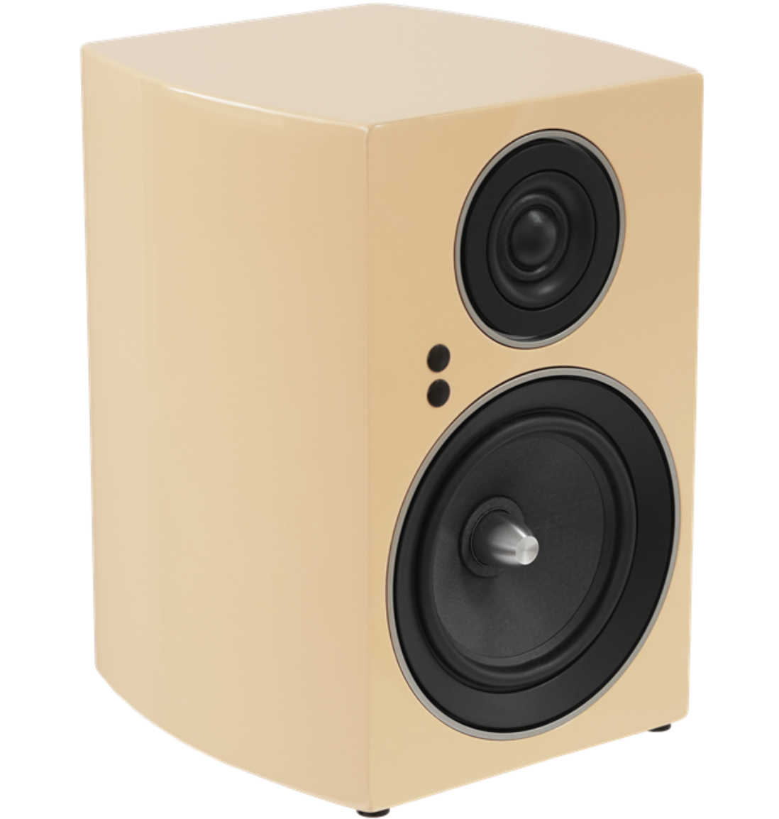 Jamo C707 PA Active Bookshelf Speaker in yellow, angled to the right