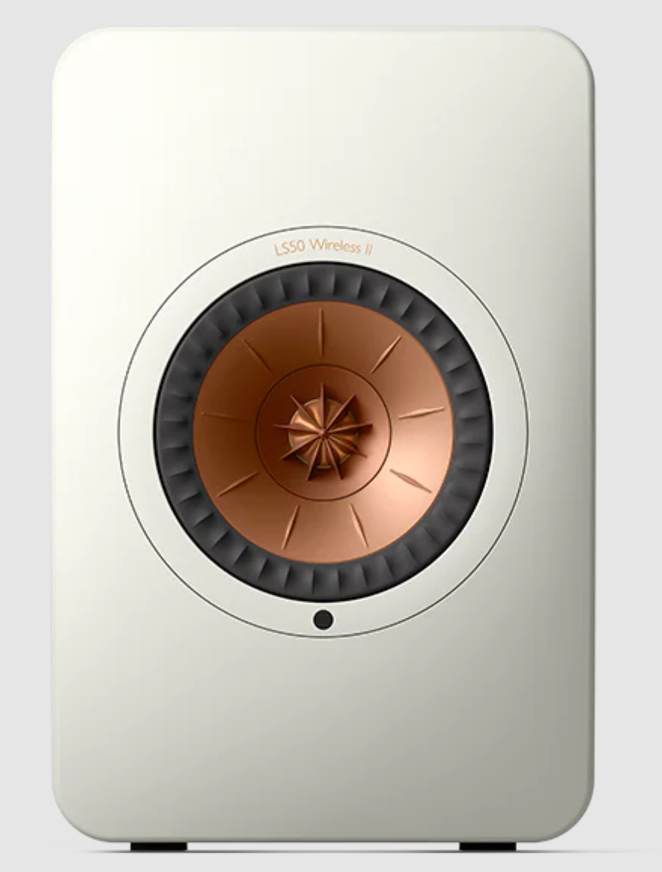 KEF LS50 Wireless II Speakers in Mineral White. Front